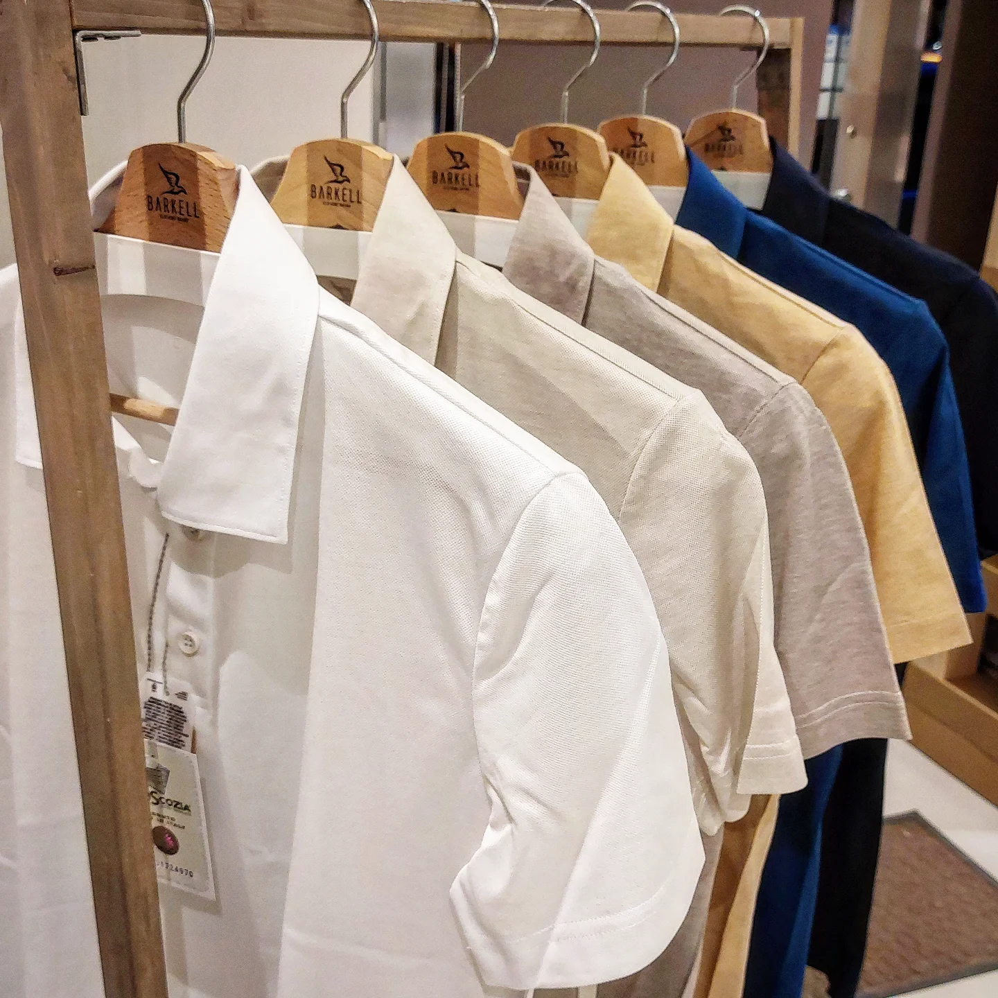 Polo con Collo Camicia in Filo di Scozia Piquet Color Blu