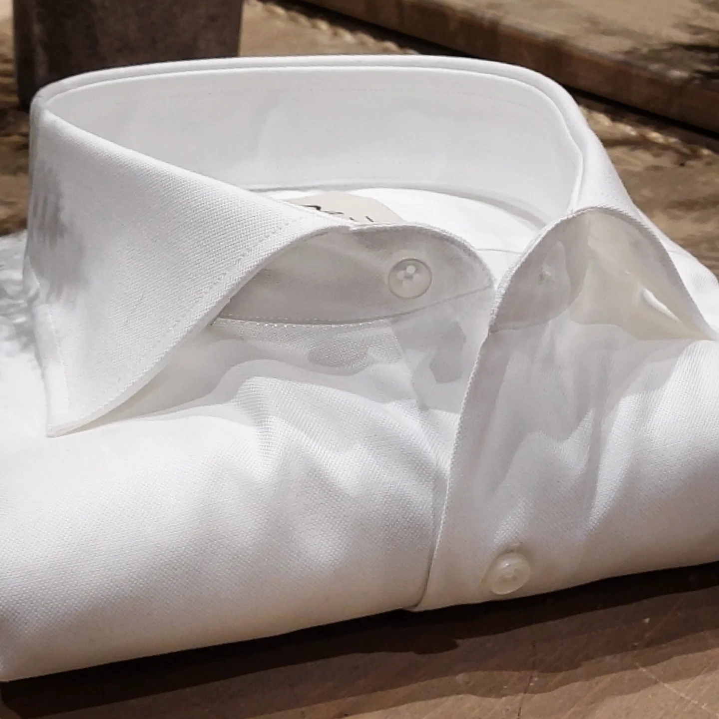 Camicia in Cotone Oxford Bianco Collo Francese