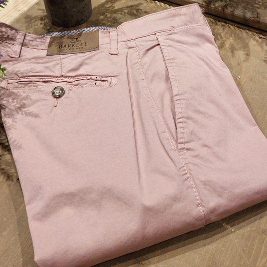 Pantalone Rosa Cipria Modello Chinos in Cotone Raso