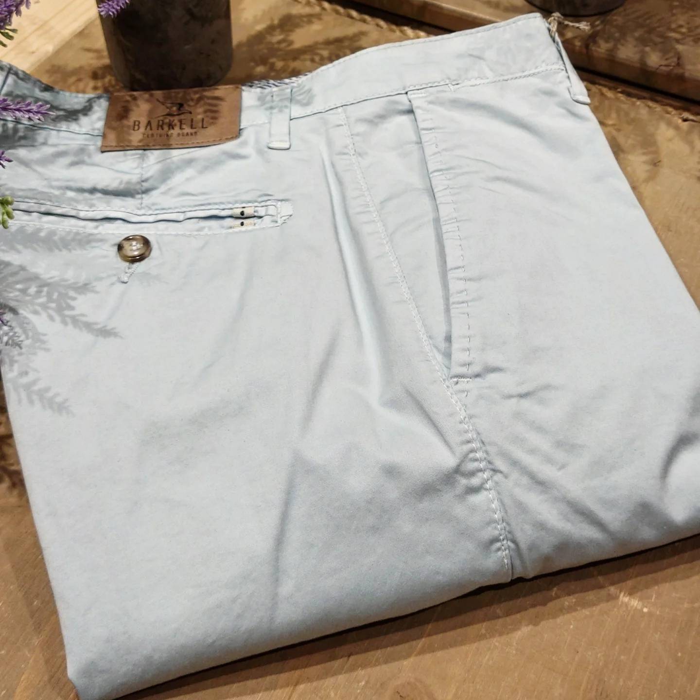 Pantalone Celeste Cielo Modello Chinos in Cotone Raso