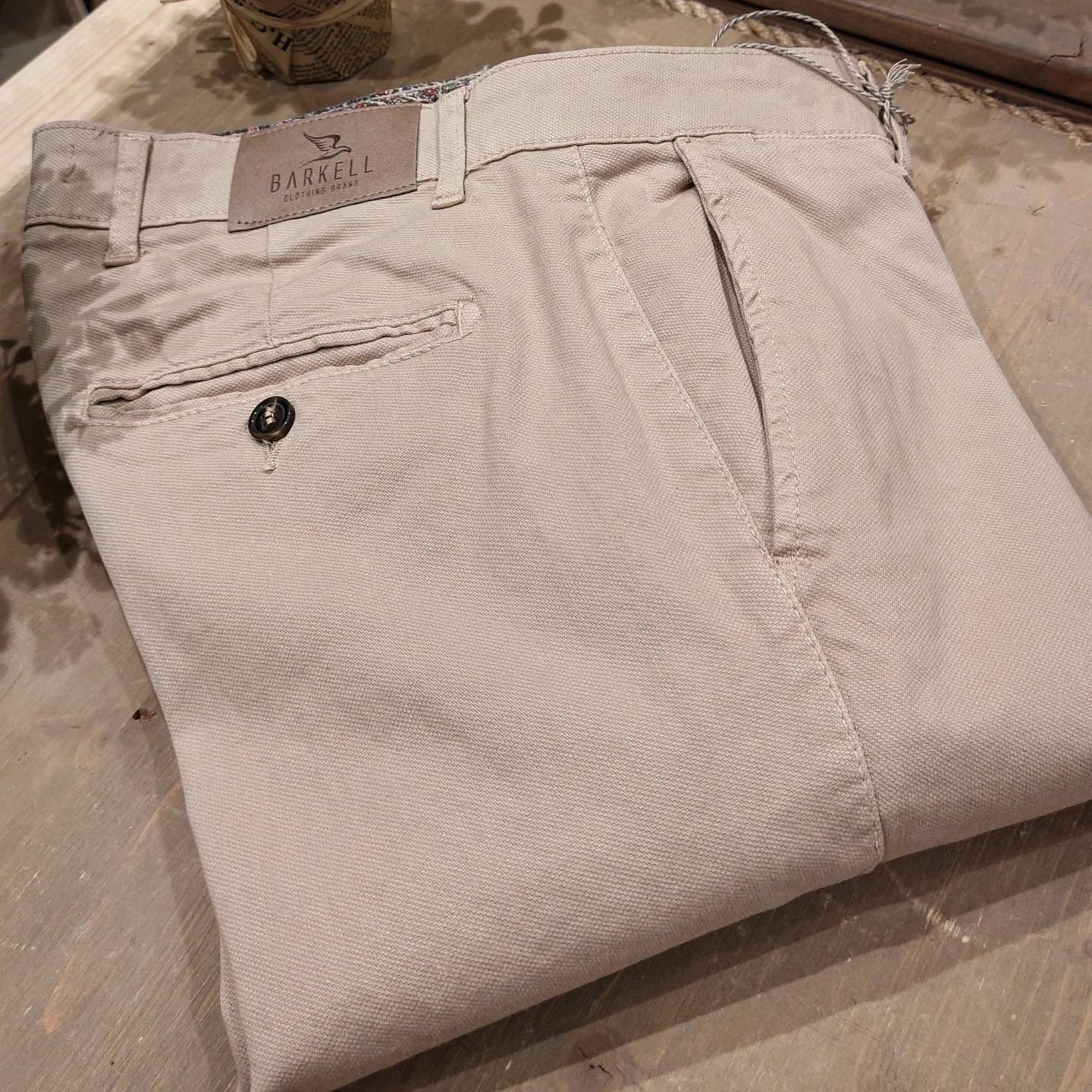 Pantalone Beige Modello Chinos in Cotone Piquet