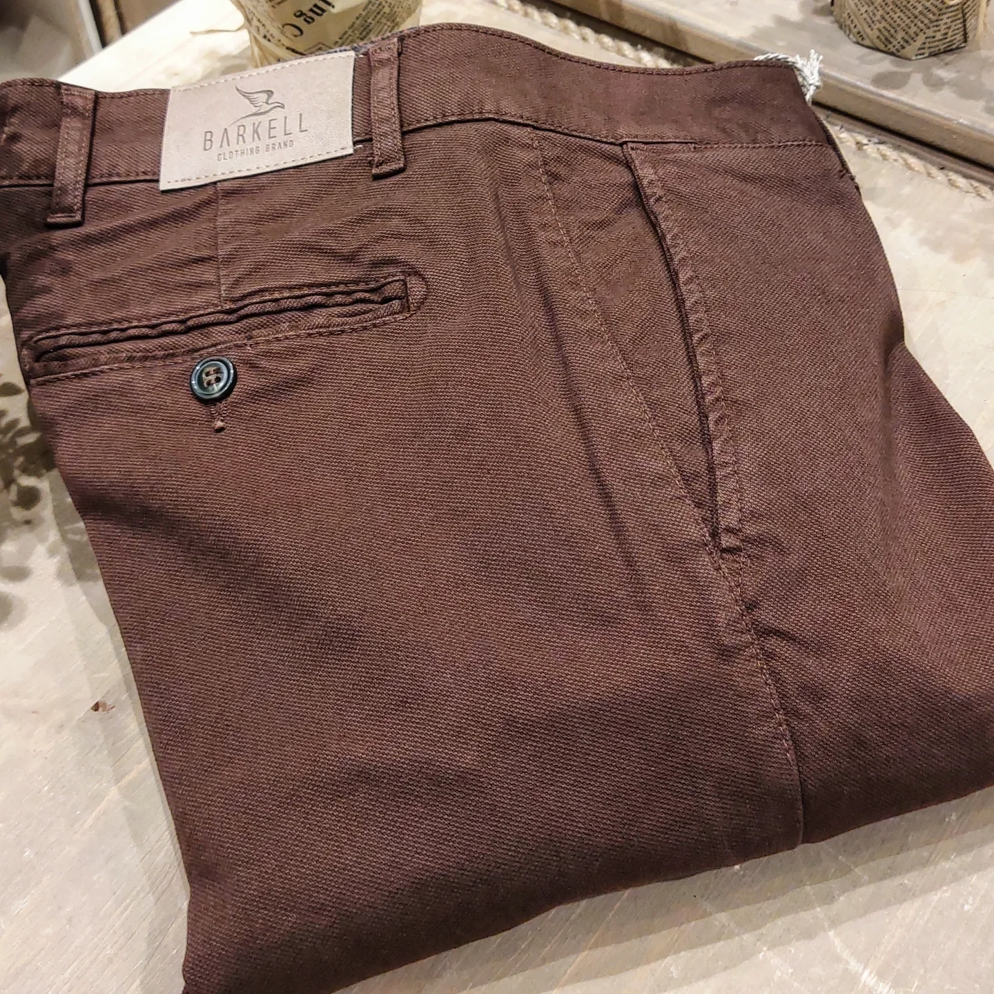 Pantalone Cacao Modello Chinos in Cotone Piquet