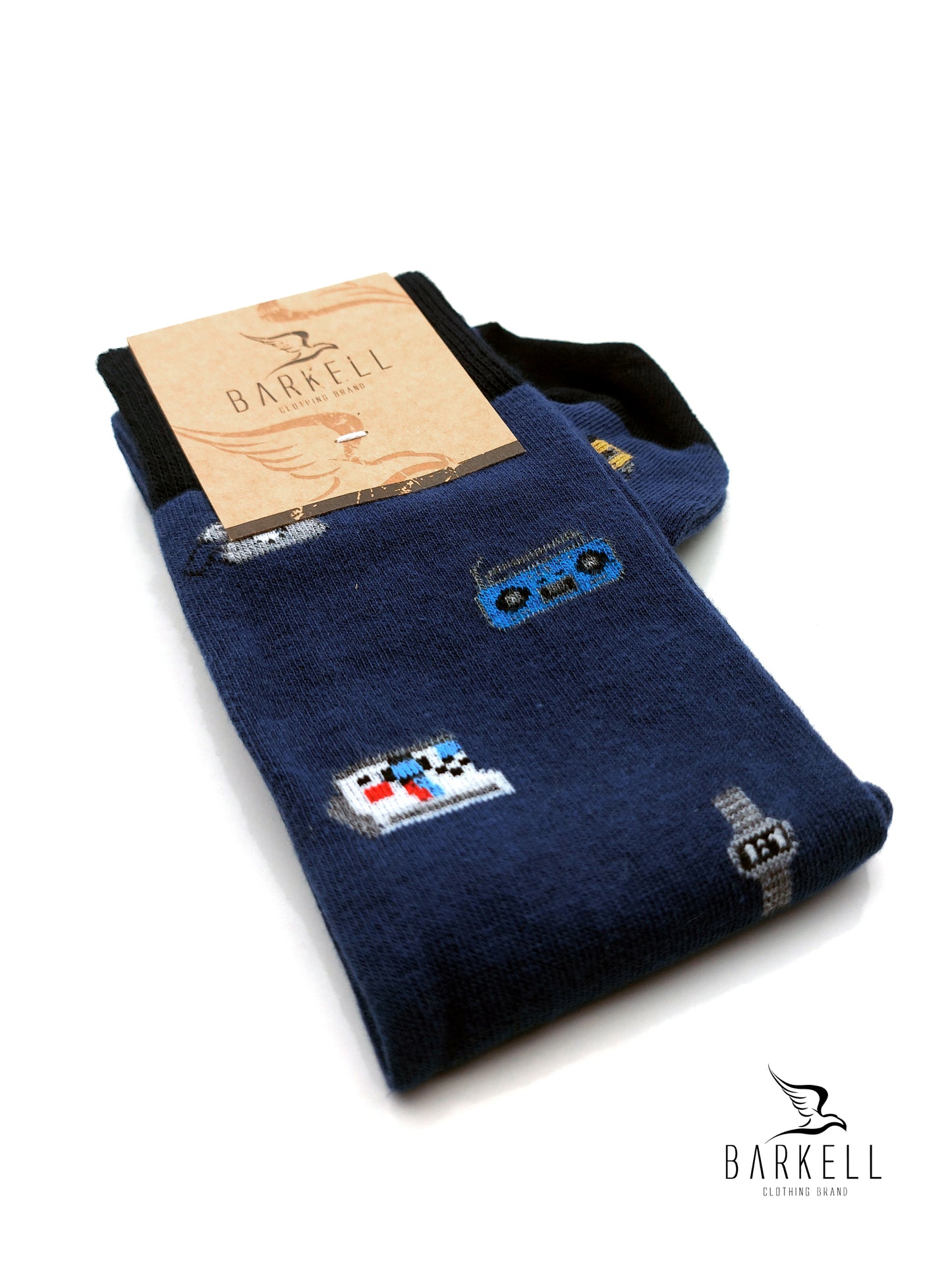 Calza Lunga In Caldo Cotone di Alta Qualità Fondo Blu Fantasia Anni 90