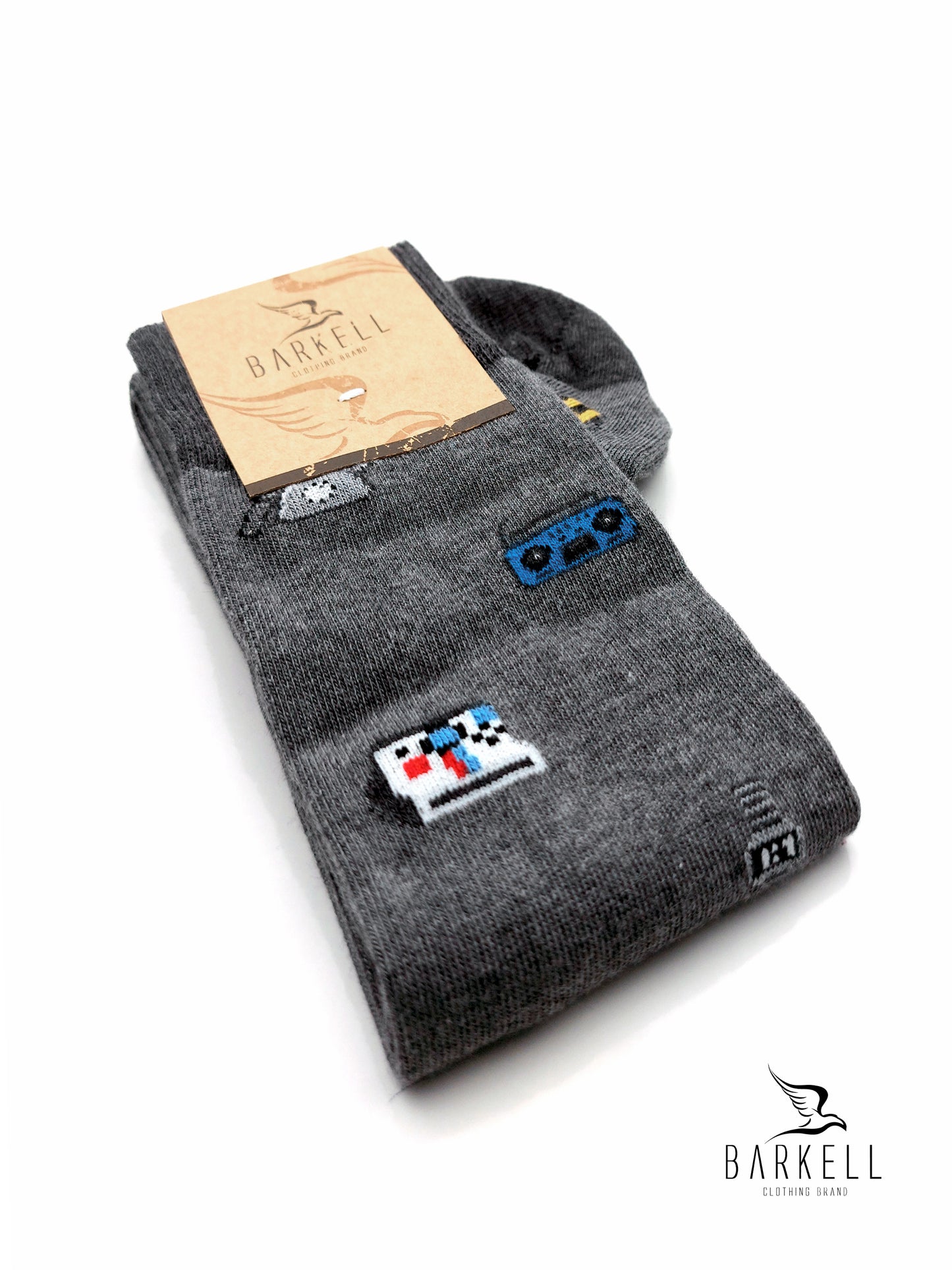 Calza Lunga In Caldo Cotone di Alta Qualità Fondo Grigio Fantasia Anni 90