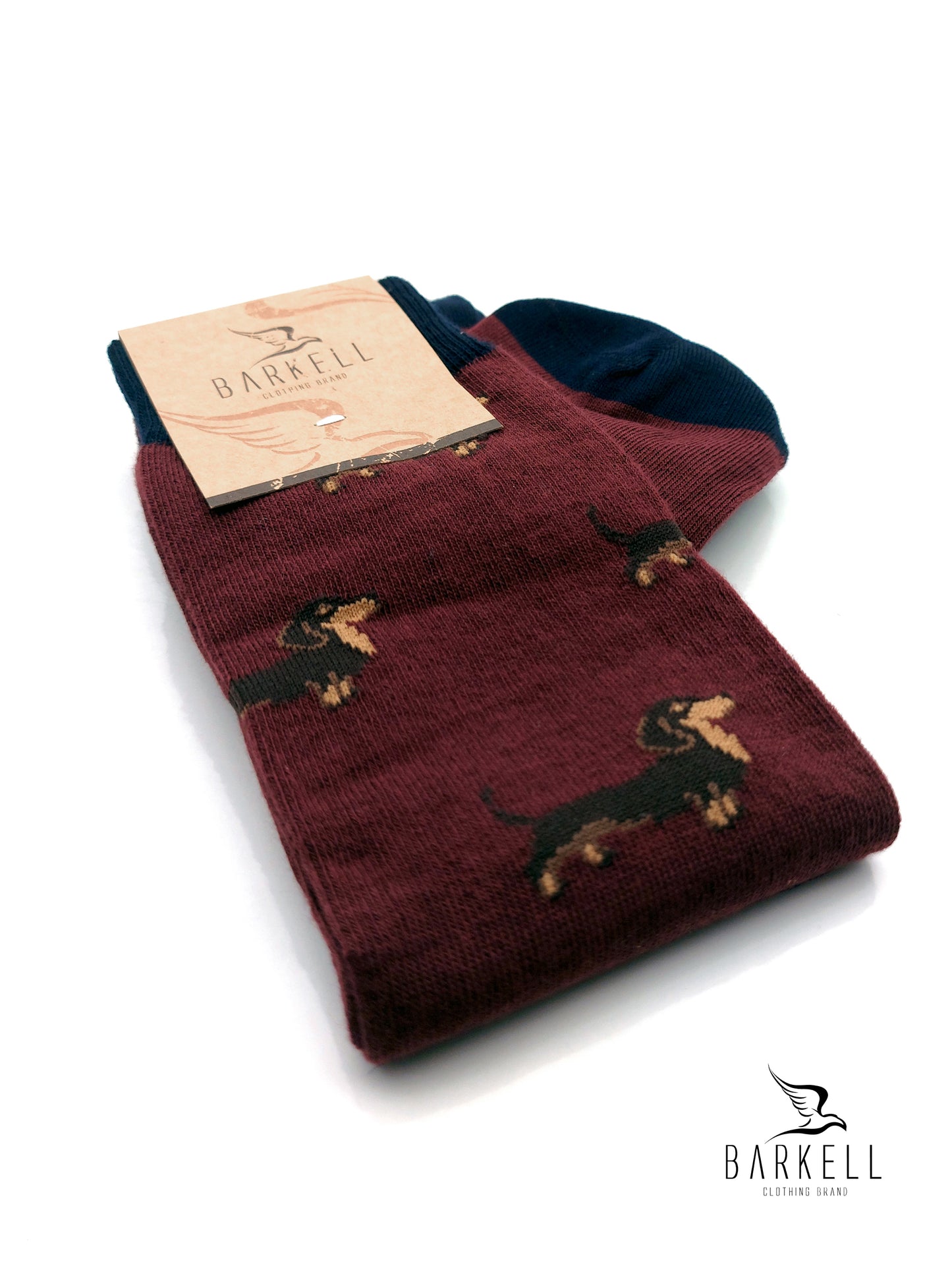 Calza Lunga In Caldo Cotone di Alta Qualità Fondo Bordò Fantasia Bassotto