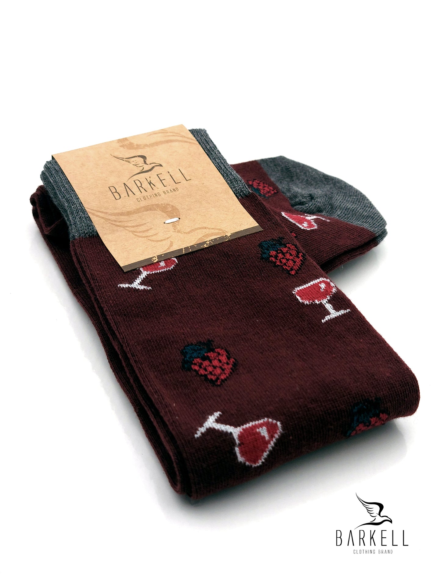 Calza Lunga In Caldo Cotone di Alta Qualità Fondo Bordò Fantasia Calici