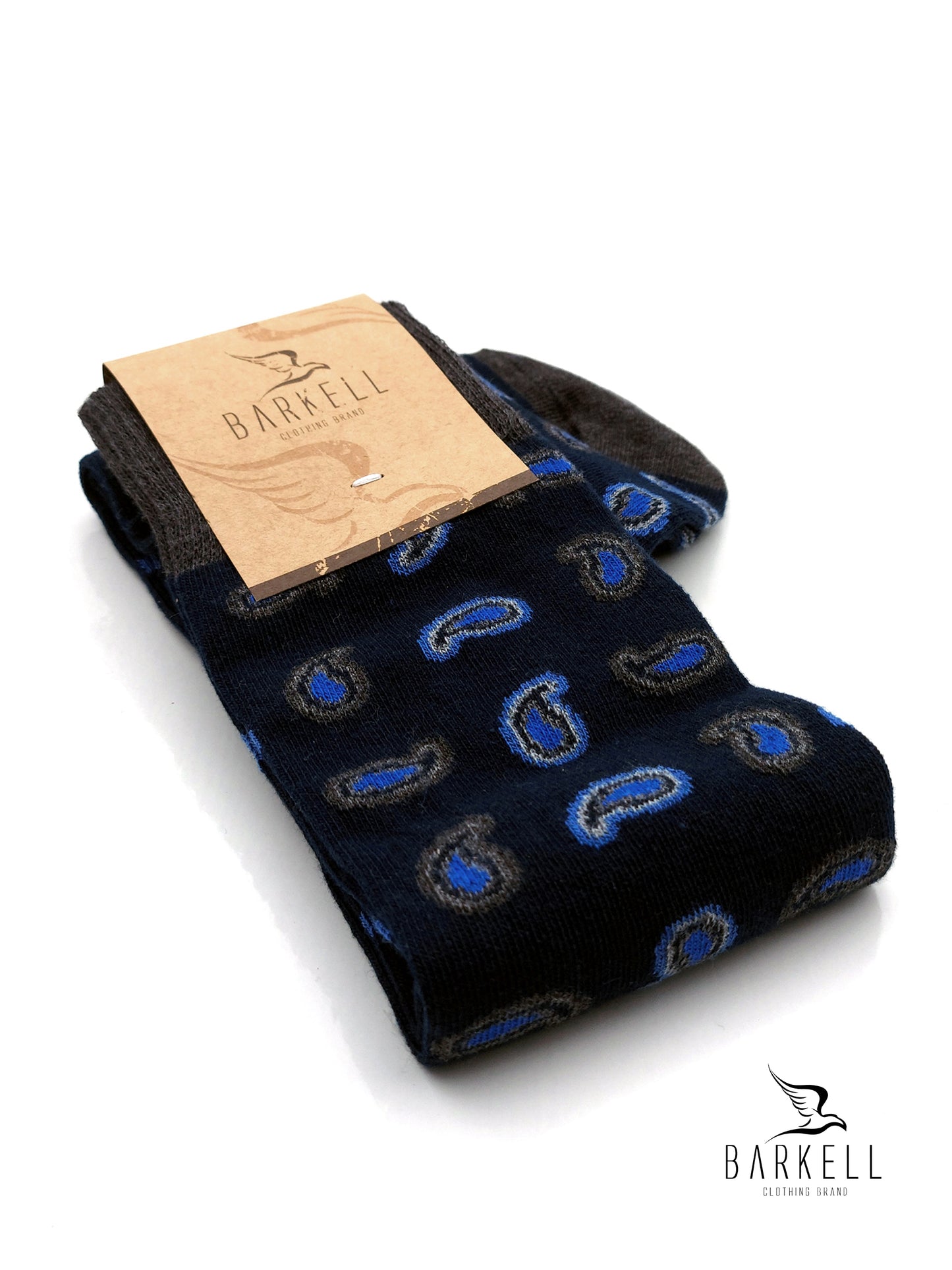 Calza Lunga In Caldo Cotone di Alta Qualità Fondo Blu Fantasia Cashmere