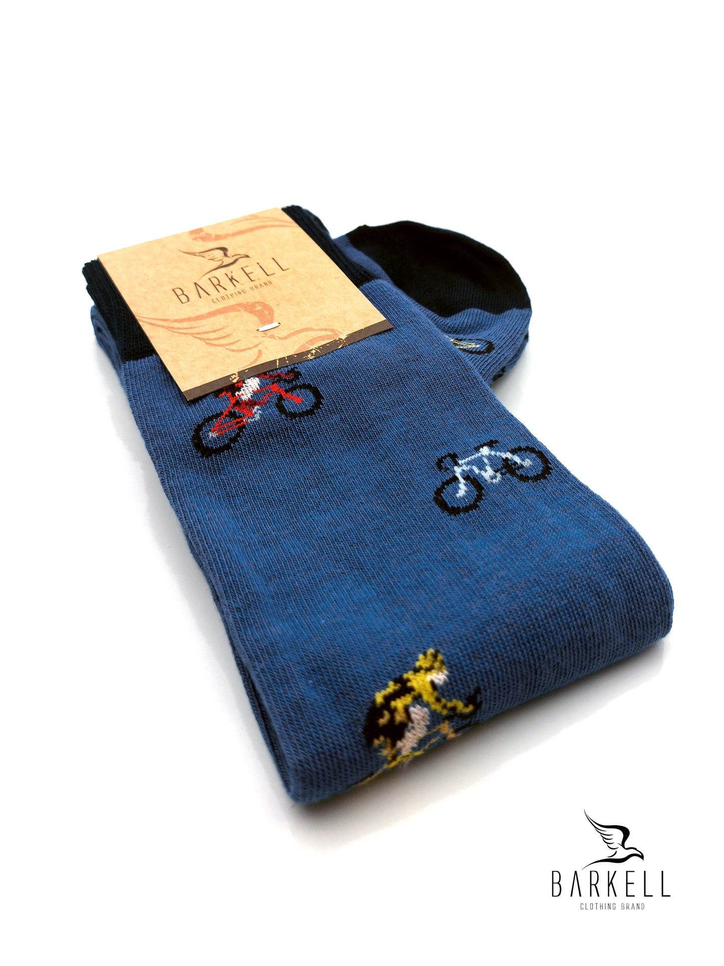 Calza Lunga In Caldo Cotone di Alta Qualità Fondo Azzurro Fantasia Ciclista