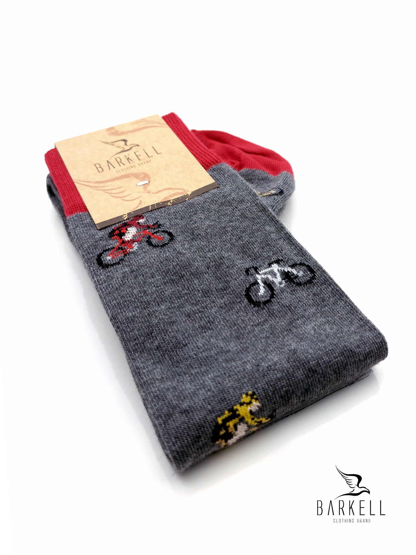 Calza Lunga In Caldo Cotone di Alta Qualità Fondo Grigio Fantasia Ciclista