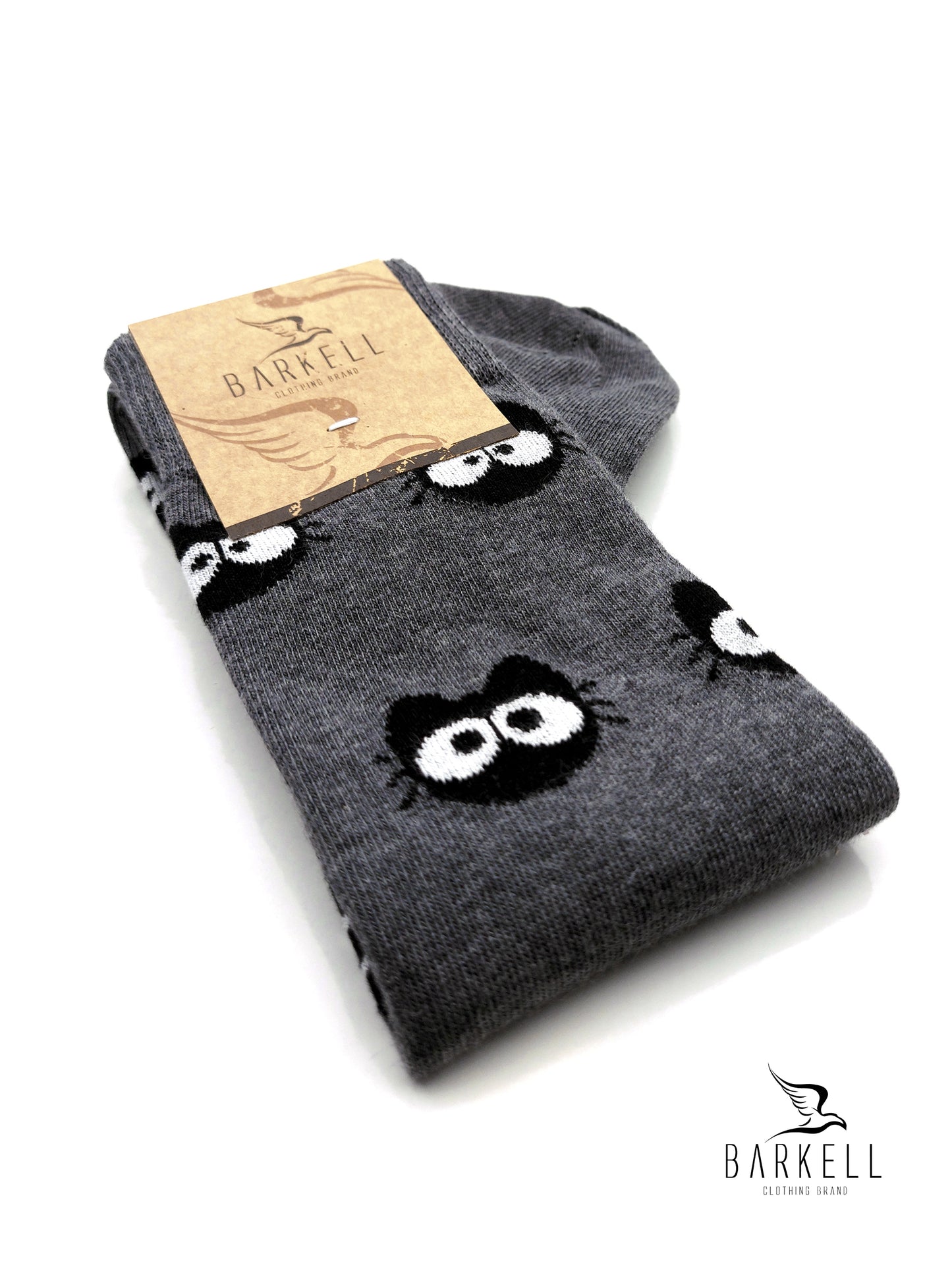 Calza Lunga In Caldo Cotone di Alta Qualità Fondo Grigio Fantasia Gatto