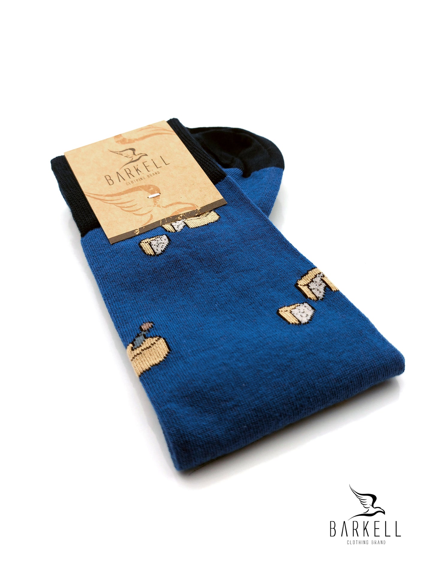 Calza Lunga In Caldo Cotone di Alta Qualità Fondo Azzurro Fantasia Grana