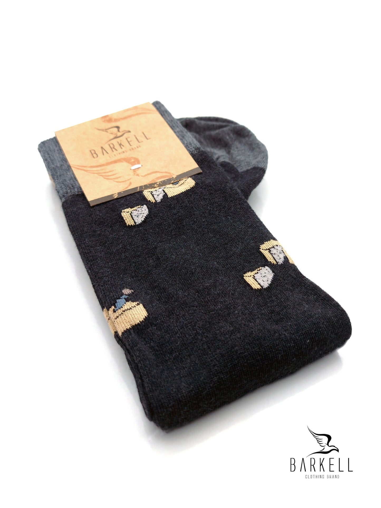 Calza Lunga In Caldo Cotone di Alta Qualità Fondo Grigio Fantasia Grana