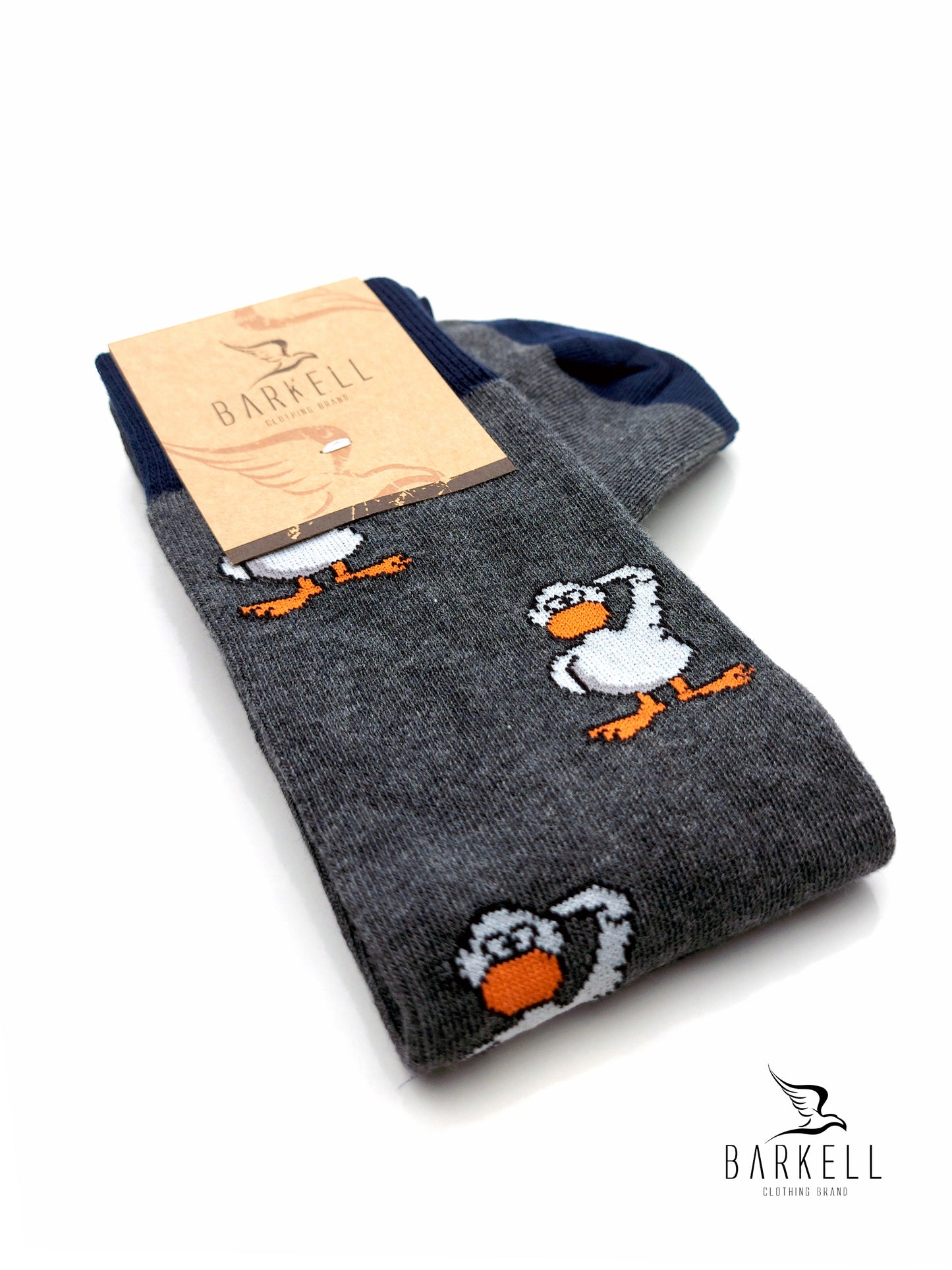 Calza Lunga In Caldo Cotone di Alta Qualità Fondo Grigio Fantasia Paperotto