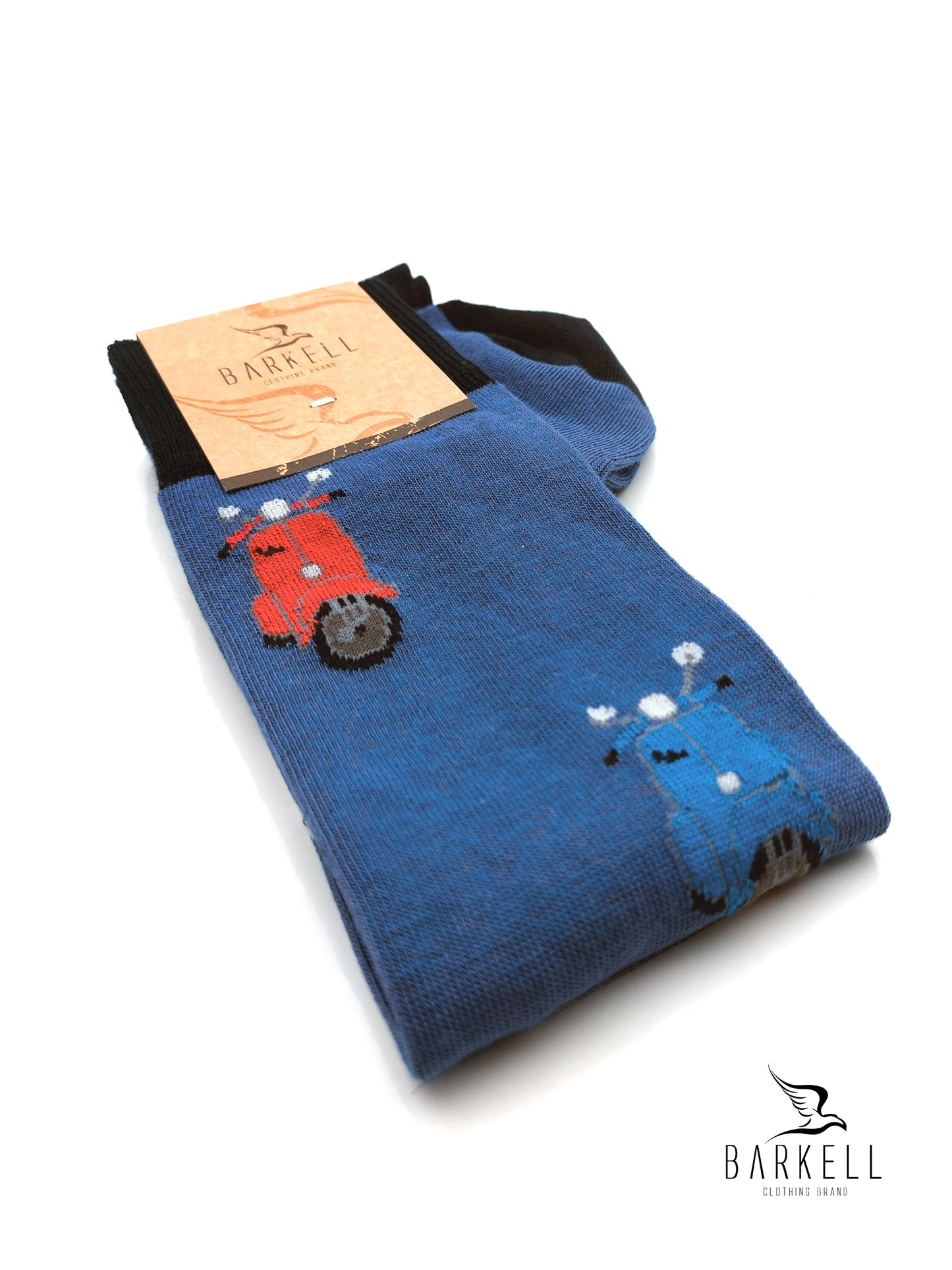 Calza Lunga In Caldo Cotone di Alta Qualità Fondo Azzurro Fantasia Vespa