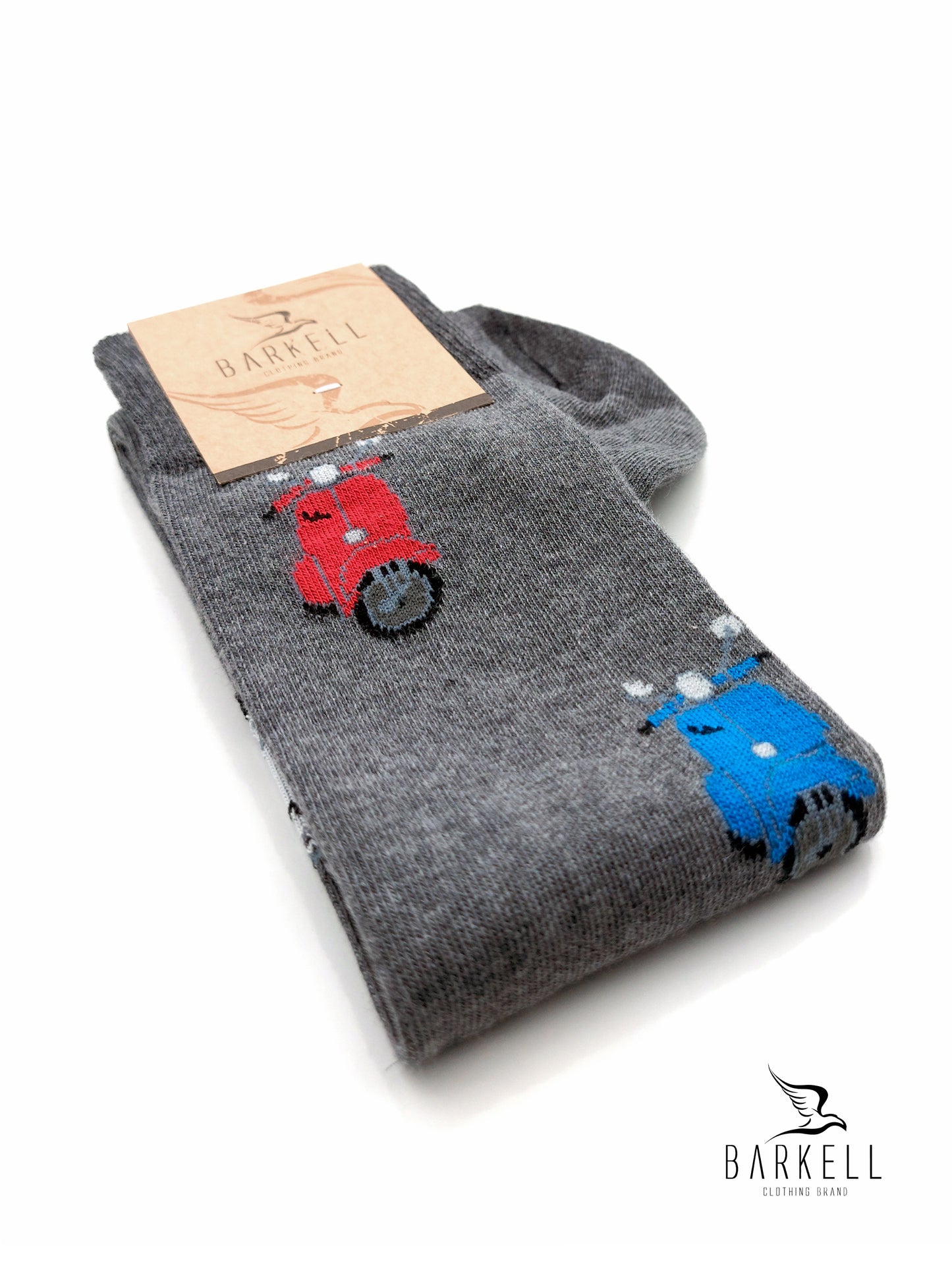 Calza Lunga In Caldo Cotone di Alta Qualità Fondo Grigio Fantasia Vespa