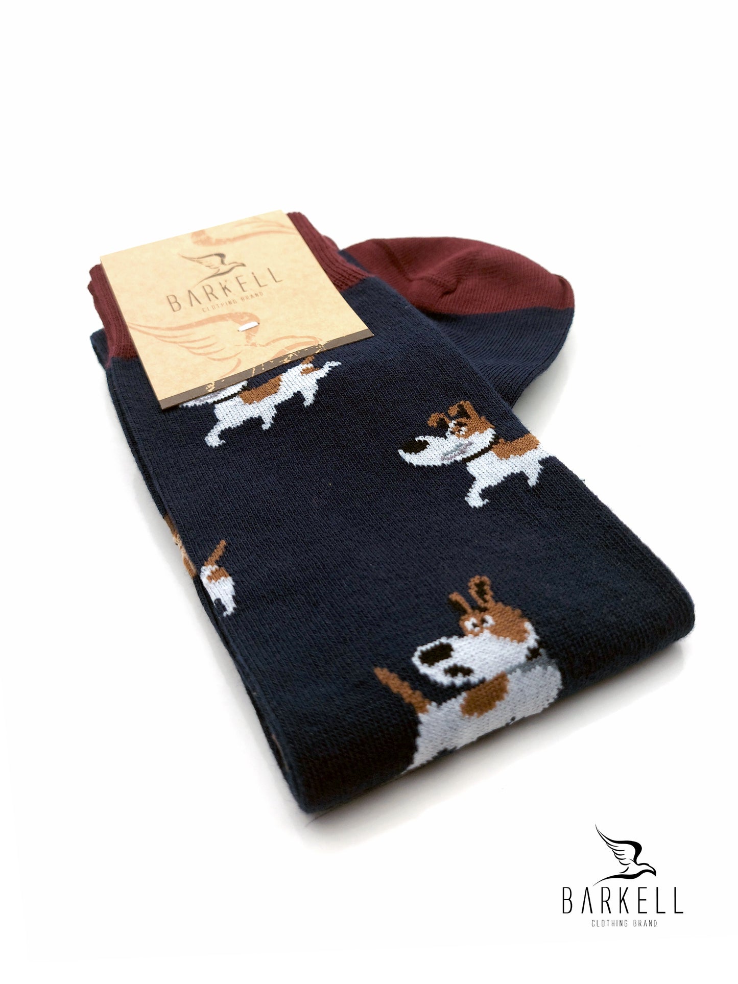 Calza Lunga In Caldo Cotone di Alta Qualità Fondo Blu Fantasia Cane e Cuccia