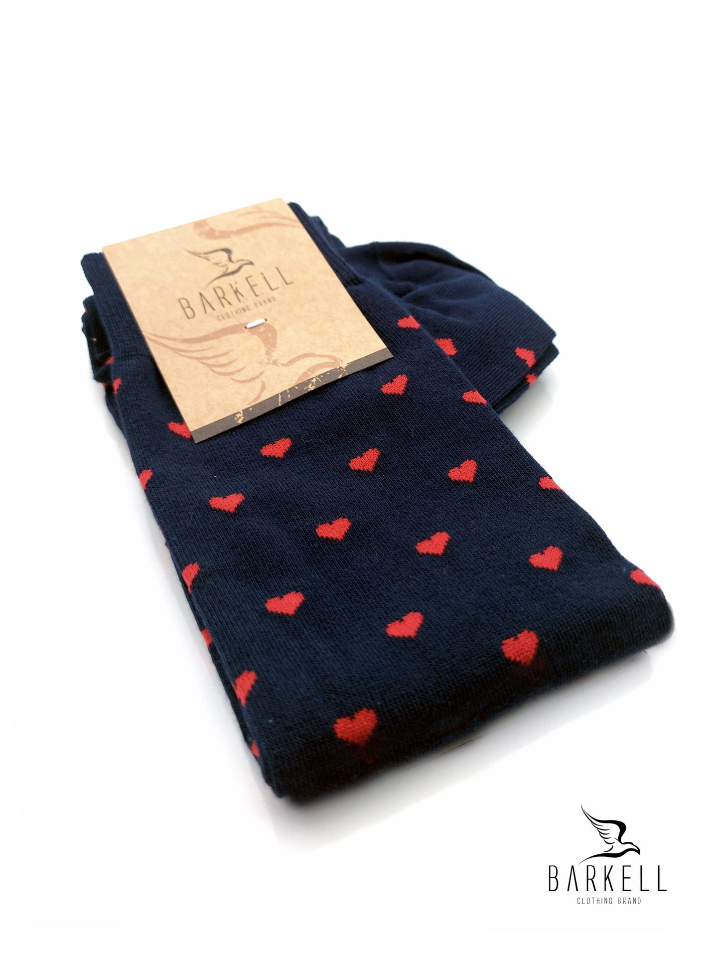 Calza Lunga In Caldo Cotone di Alta Qualità Fondo Blu Fantasia Cuoricini