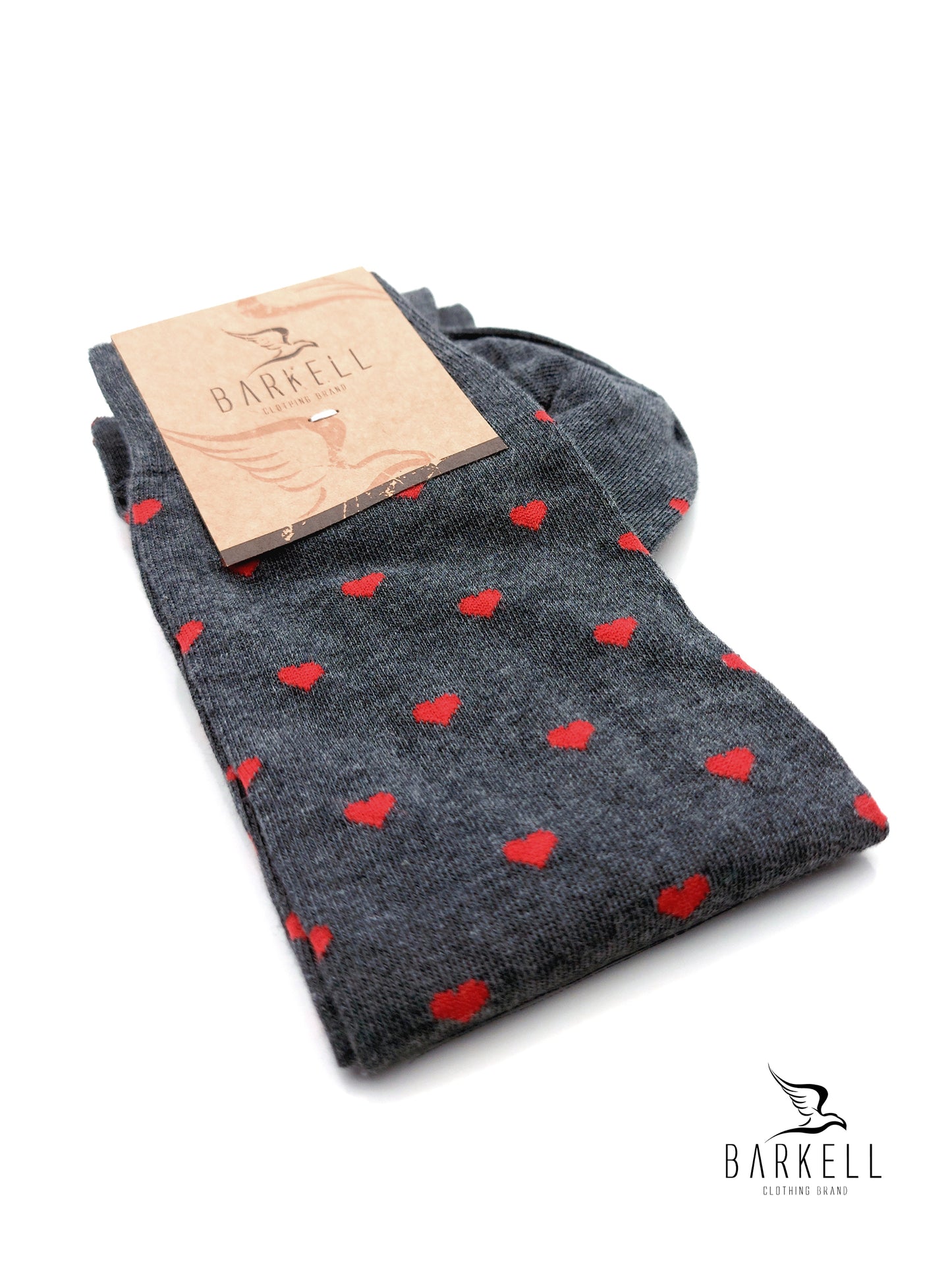 Calza Lunga In Caldo Cotone di Alta Qualità Fondo Grigio Fantasia Cuoricini