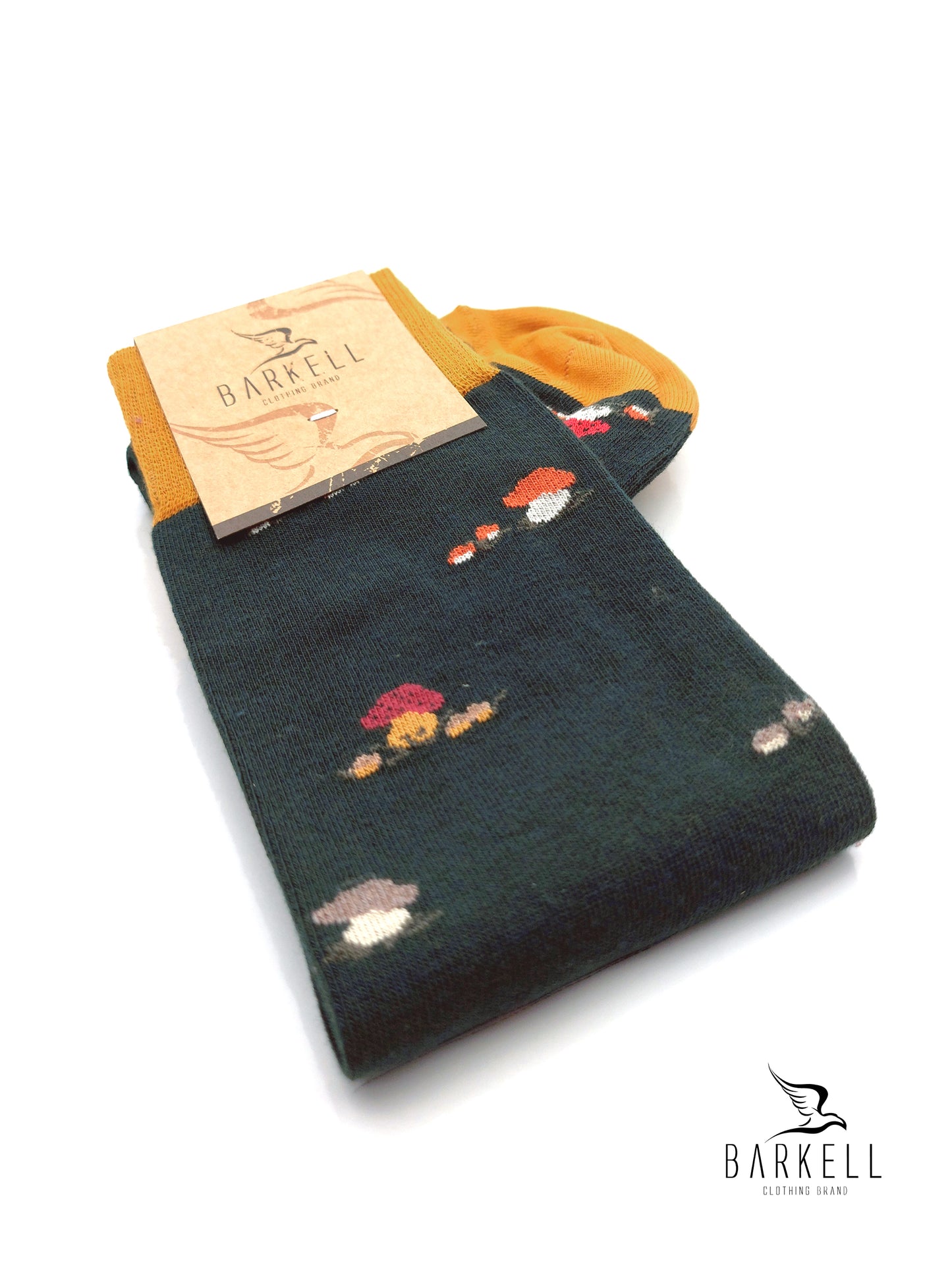 Calza Lunga In Caldo Cotone di Alta Qualità Fondo Verdone Fantasia Funghetti