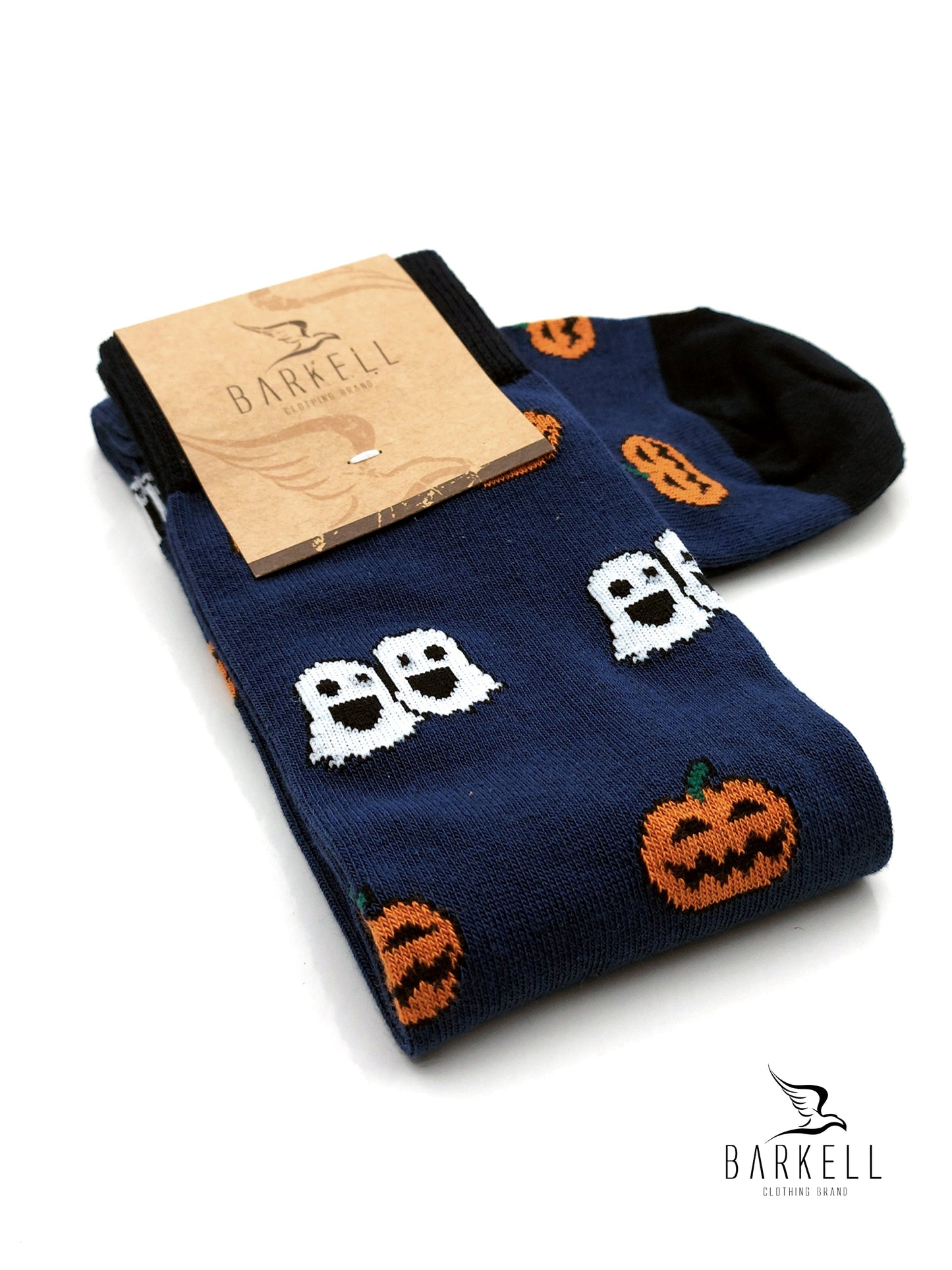 Calza Lunga In Caldo Cotone di Alta Qualità Fondo Blu Fantasia Fantasmini