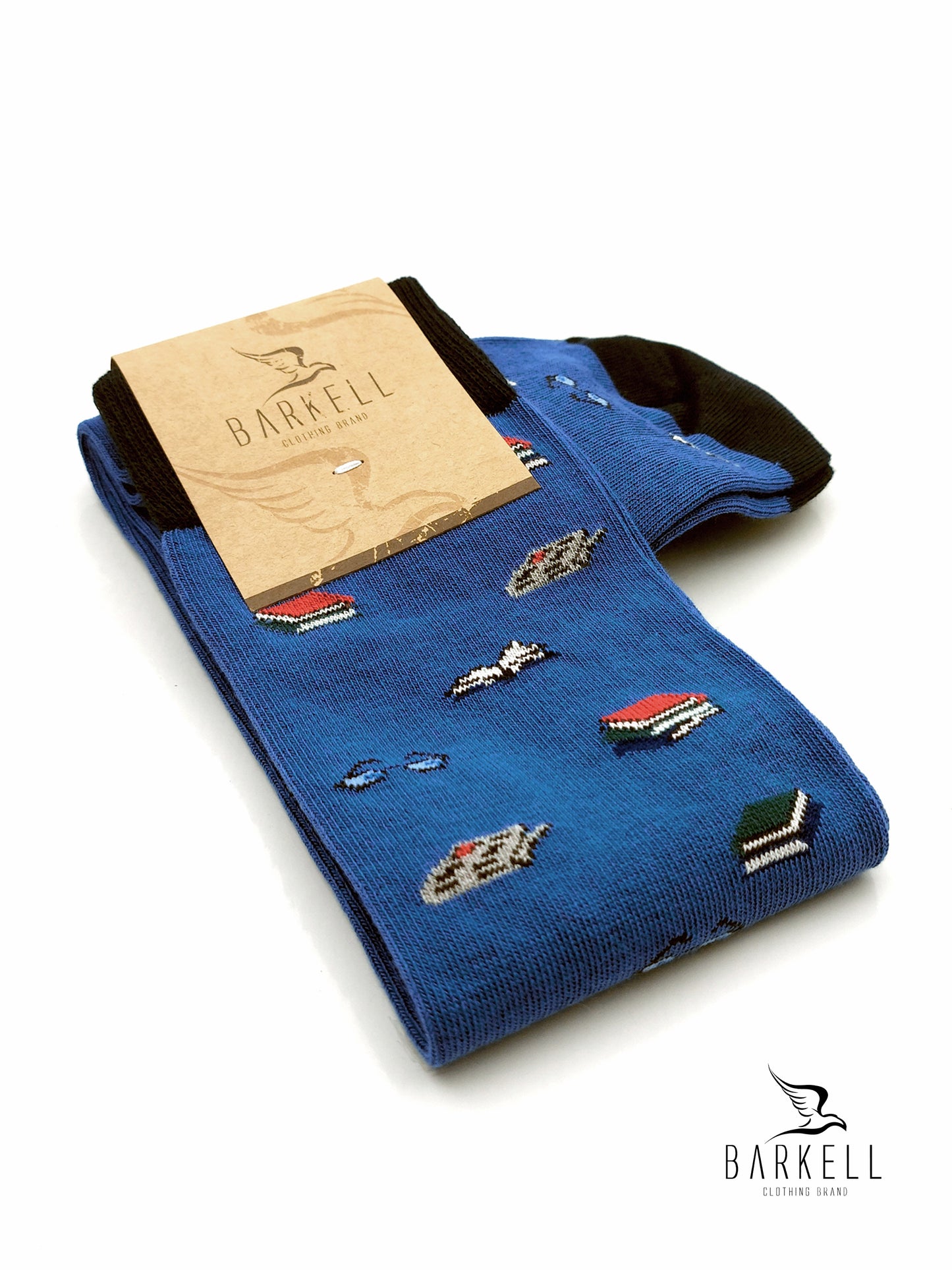 Calza Lunga In Caldo Cotone di Alta Qualità Fondo Azzurro Fantasia Libri