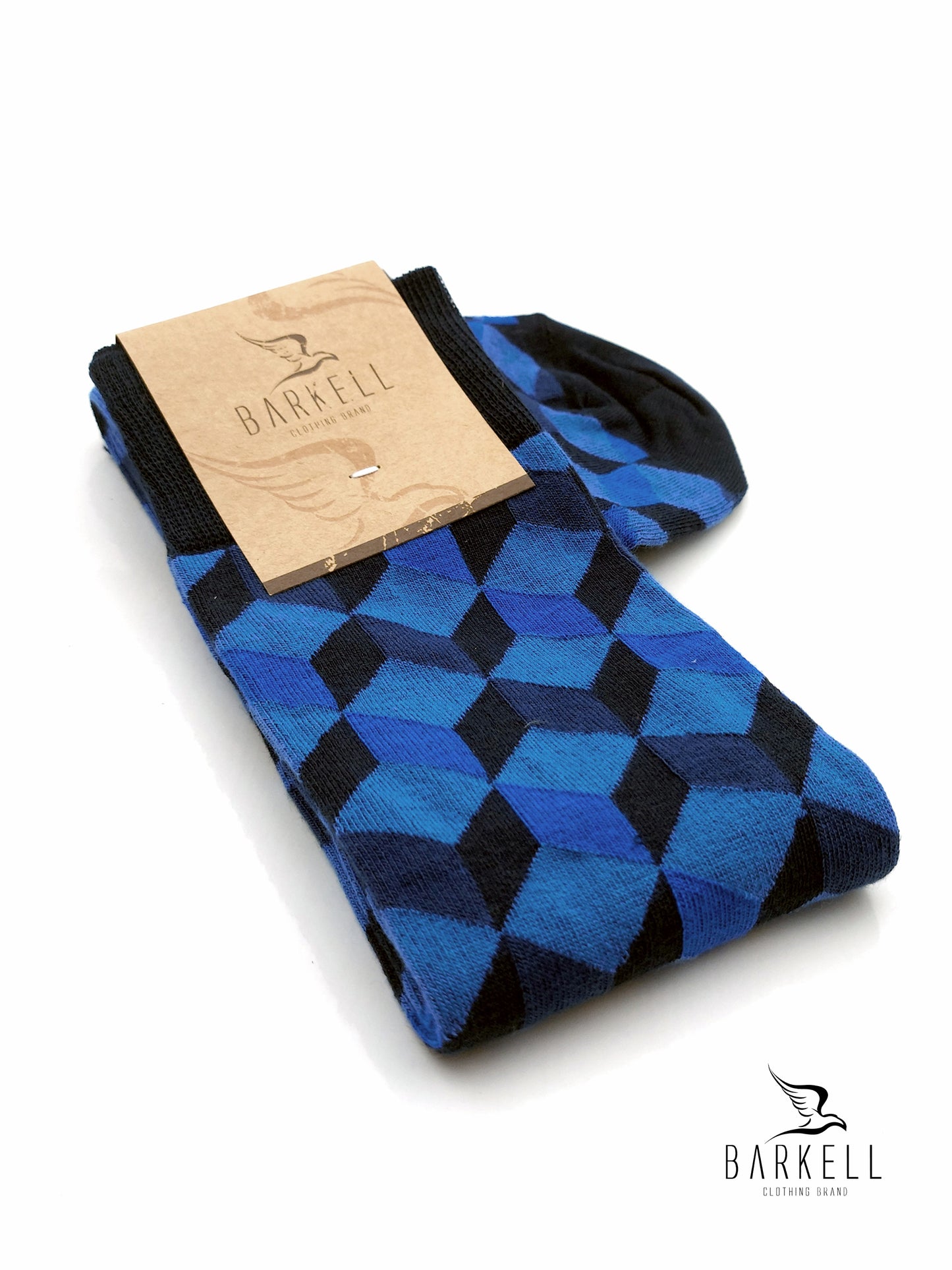 Calza Lunga In Caldo Cotone di Alta Qualità Fondo Azzurro Fantasia Optical