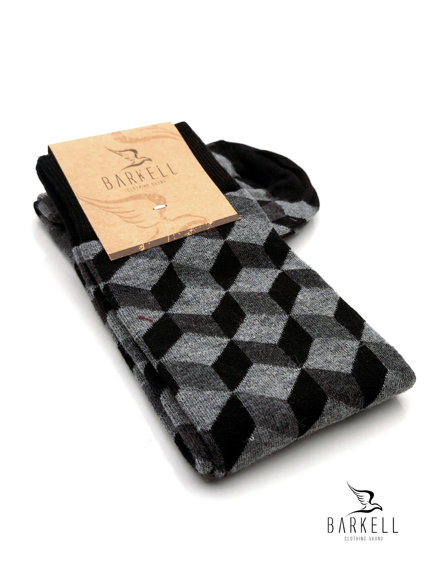 Calza Lunga In Caldo Cotone di Alta Qualità Fondo Grigio Fantasia Optical