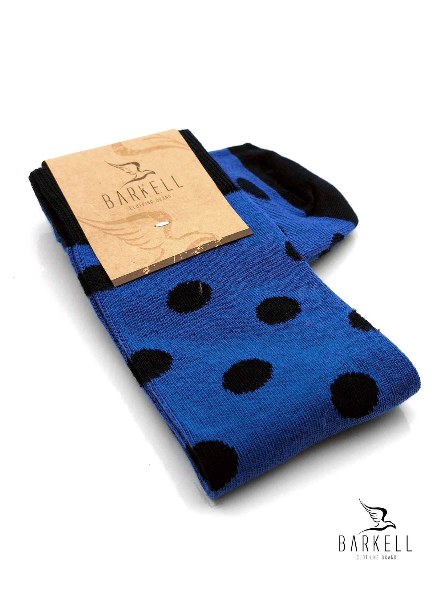 Calza Lunga In Caldo Cotone di Alta Qualità Fondo Azzurro Fantasia Pois