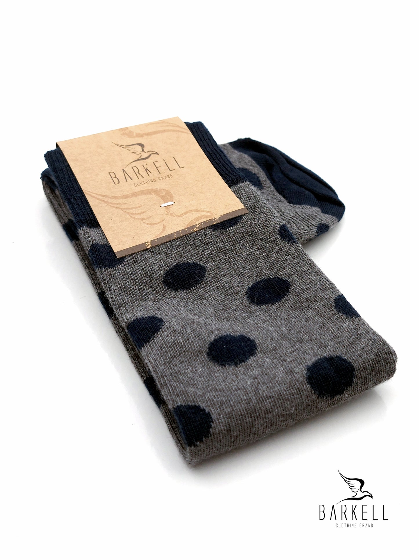 Calza Lunga In Caldo Cotone di Alta Qualità Fondo Grigio Fantasia Pois