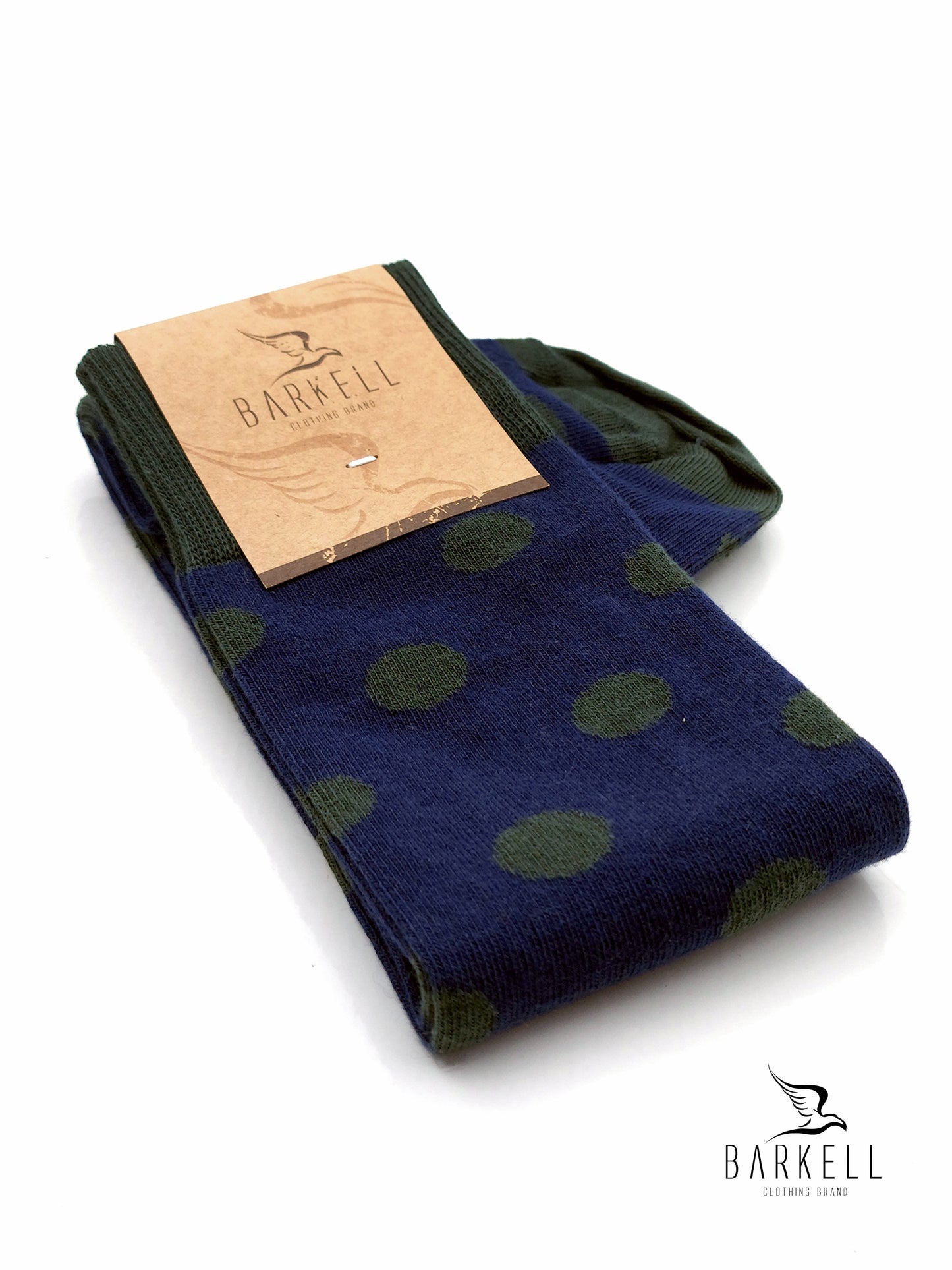 Calza Lunga In Caldo Cotone di Alta Qualità Fondo Indaco Fantasia Pois