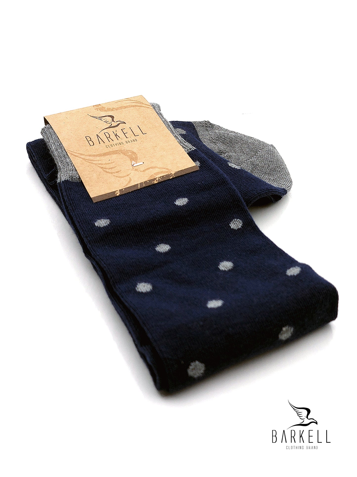 Calza Lunga In Caldo Cotone di Alta Qualità Fondo Blu Fantasia Pois Piccolo