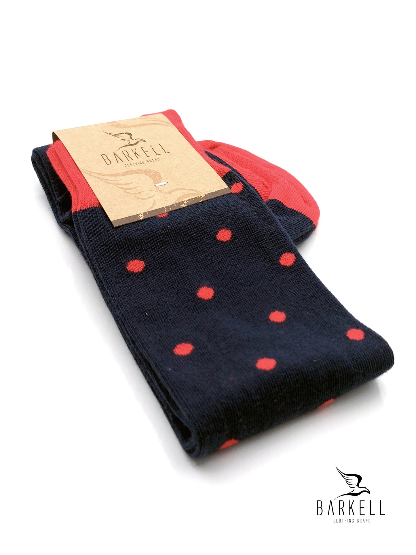 Calza Lunga In Caldo Cotone di Alta Qualità Fondo Blu Fantasia Pois Piccolo