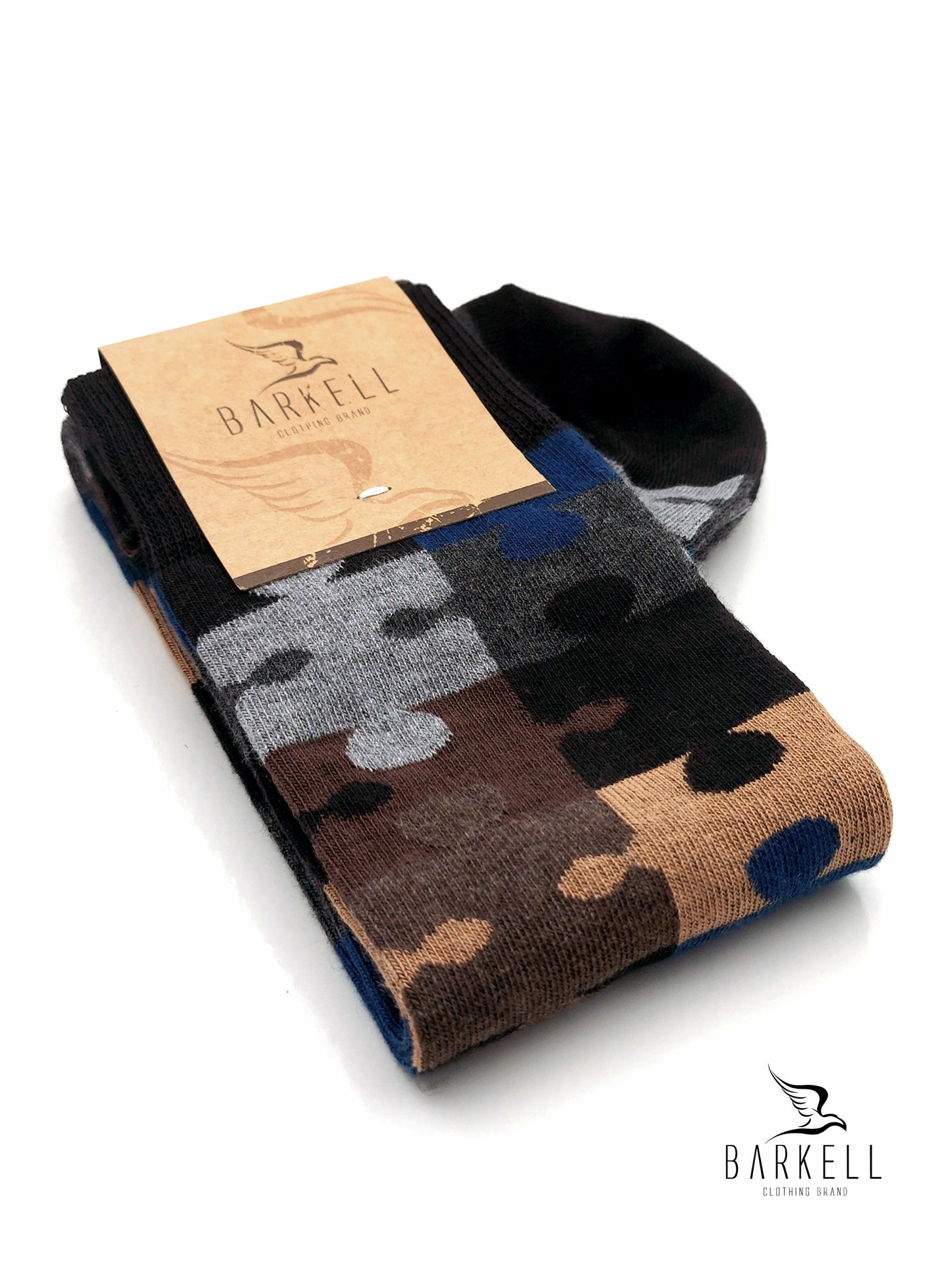 Calza Lunga In Caldo Cotone di Alta Qualità Fondo Nero Fantasia Puzzle