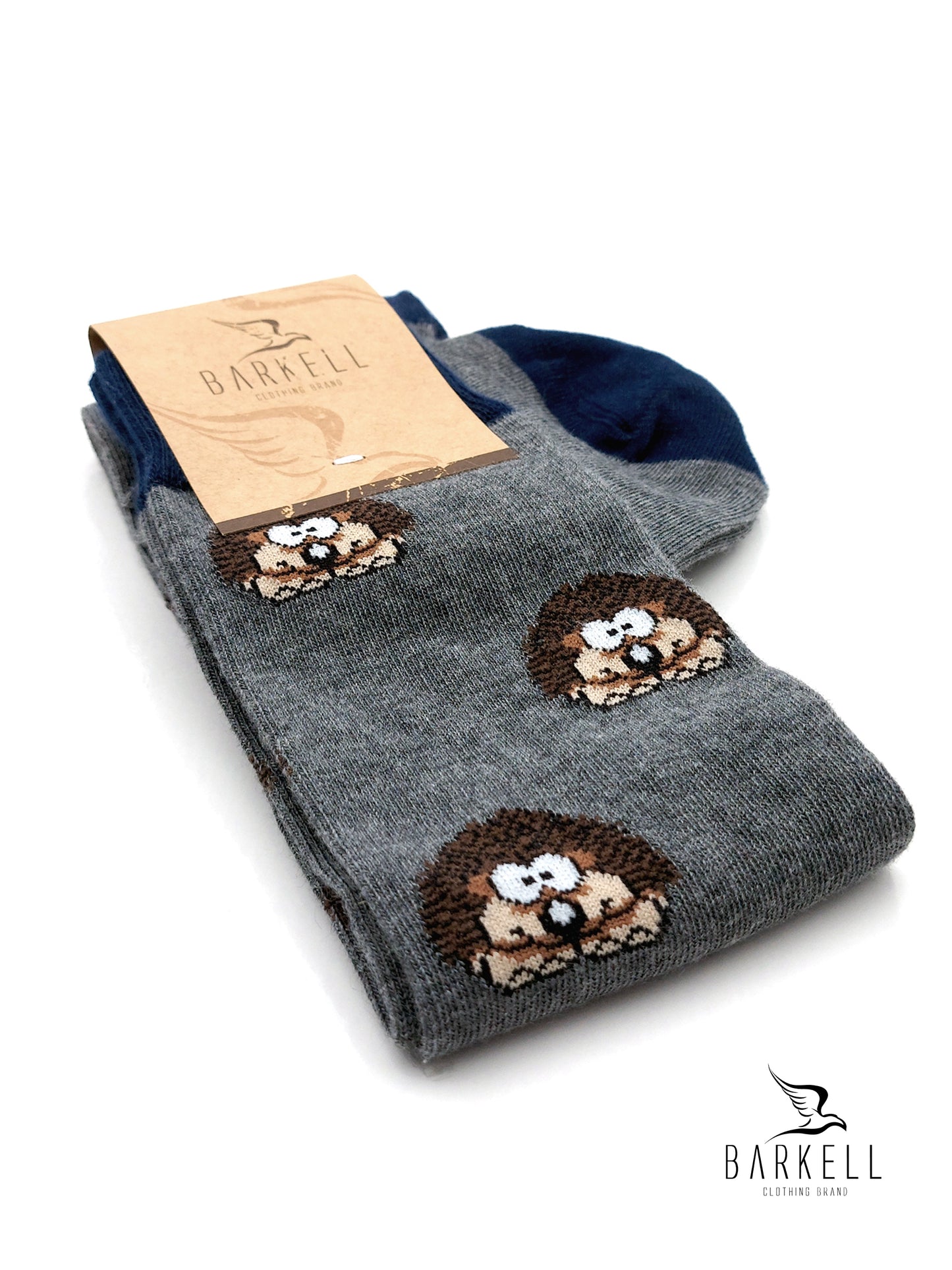 Calza Lunga In Caldo Cotone di Alta Qualità Fondo Grigio Fantasia Riccio