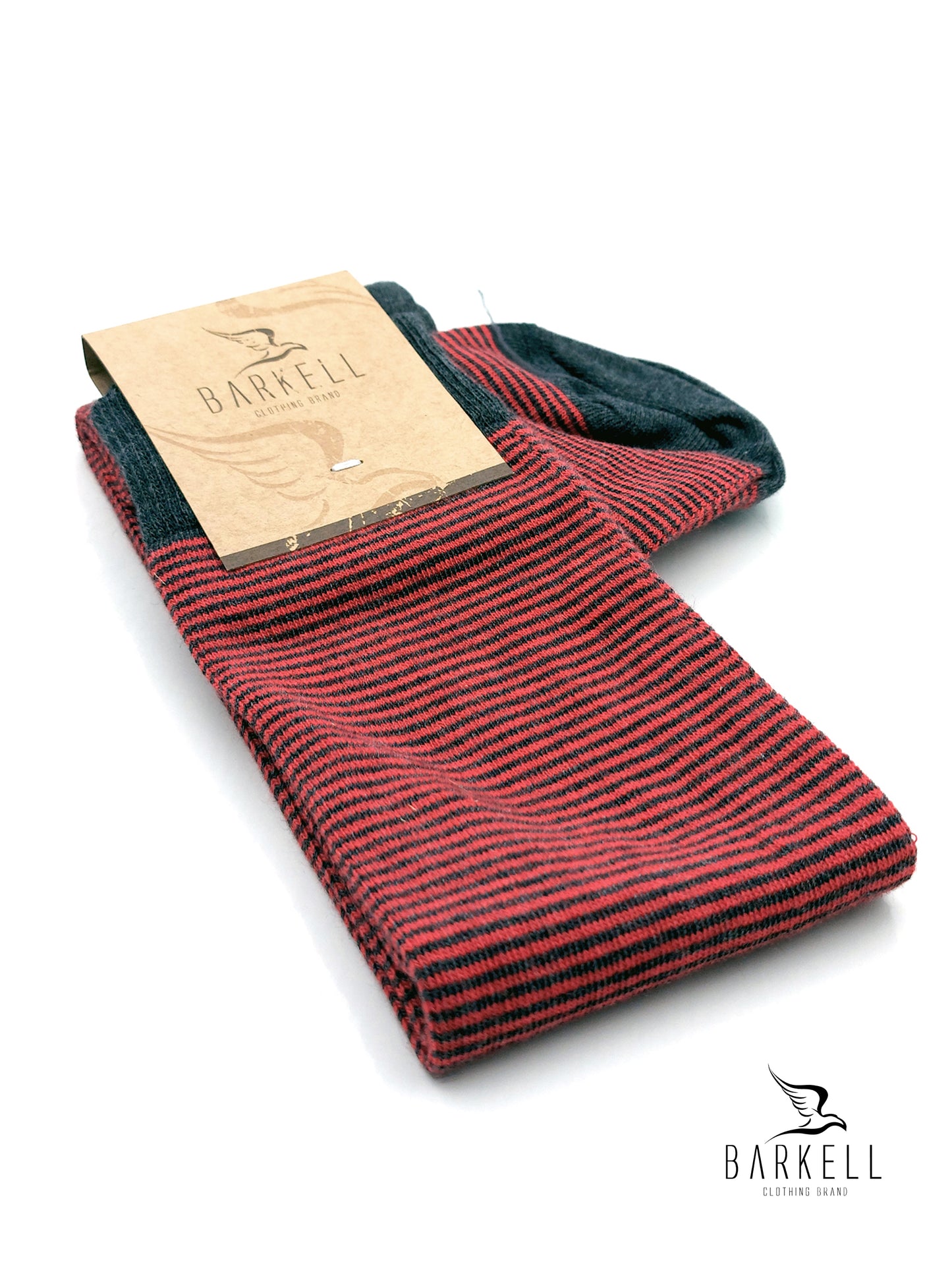 Calza Lunga In Caldo Cotone di Alta Qualità Rigata Grigio e Fragola