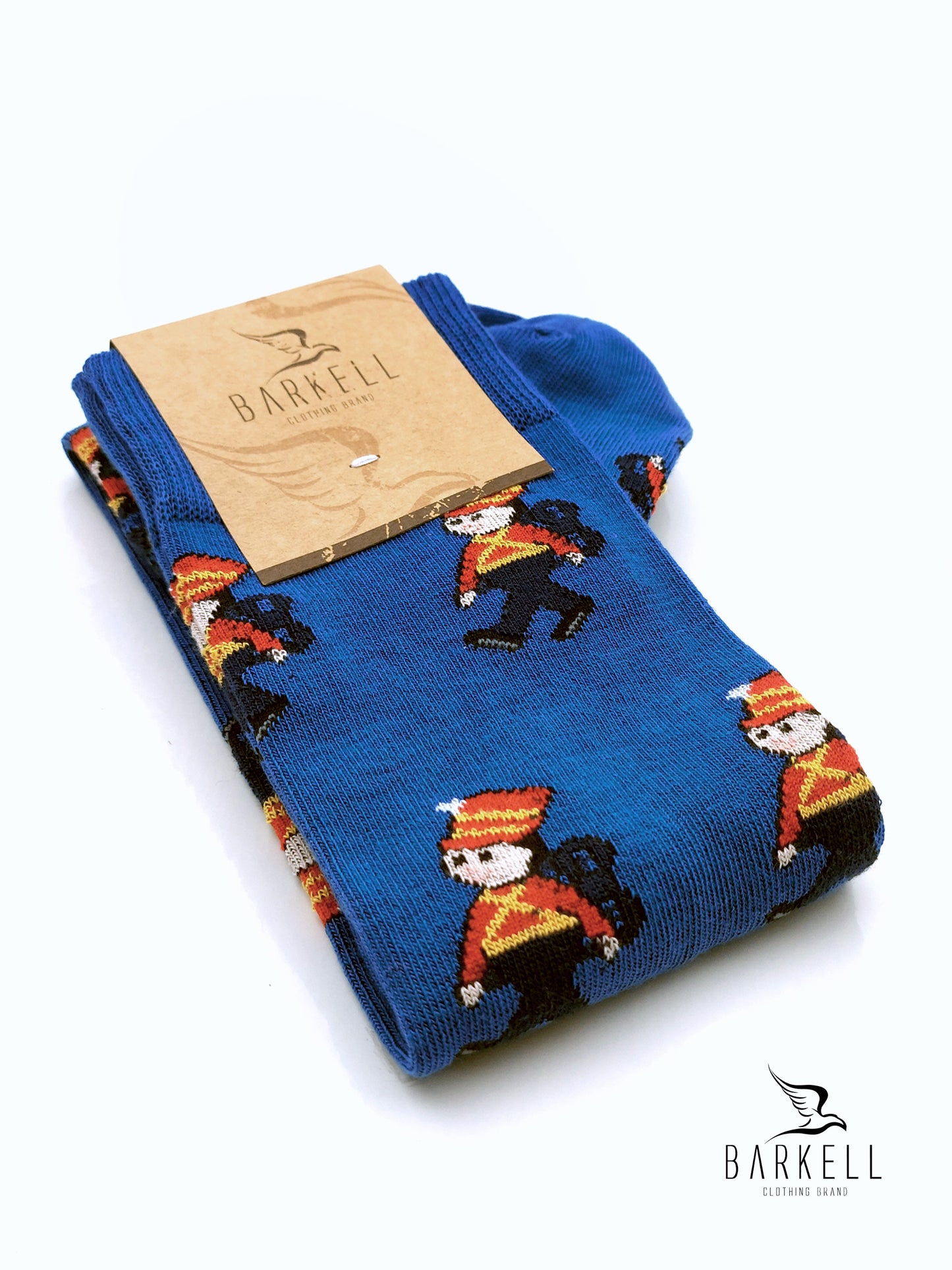 Calza Lunga In Caldo Cotone di Alta Qualità Fondo Azzurro Fantasia Soldatino