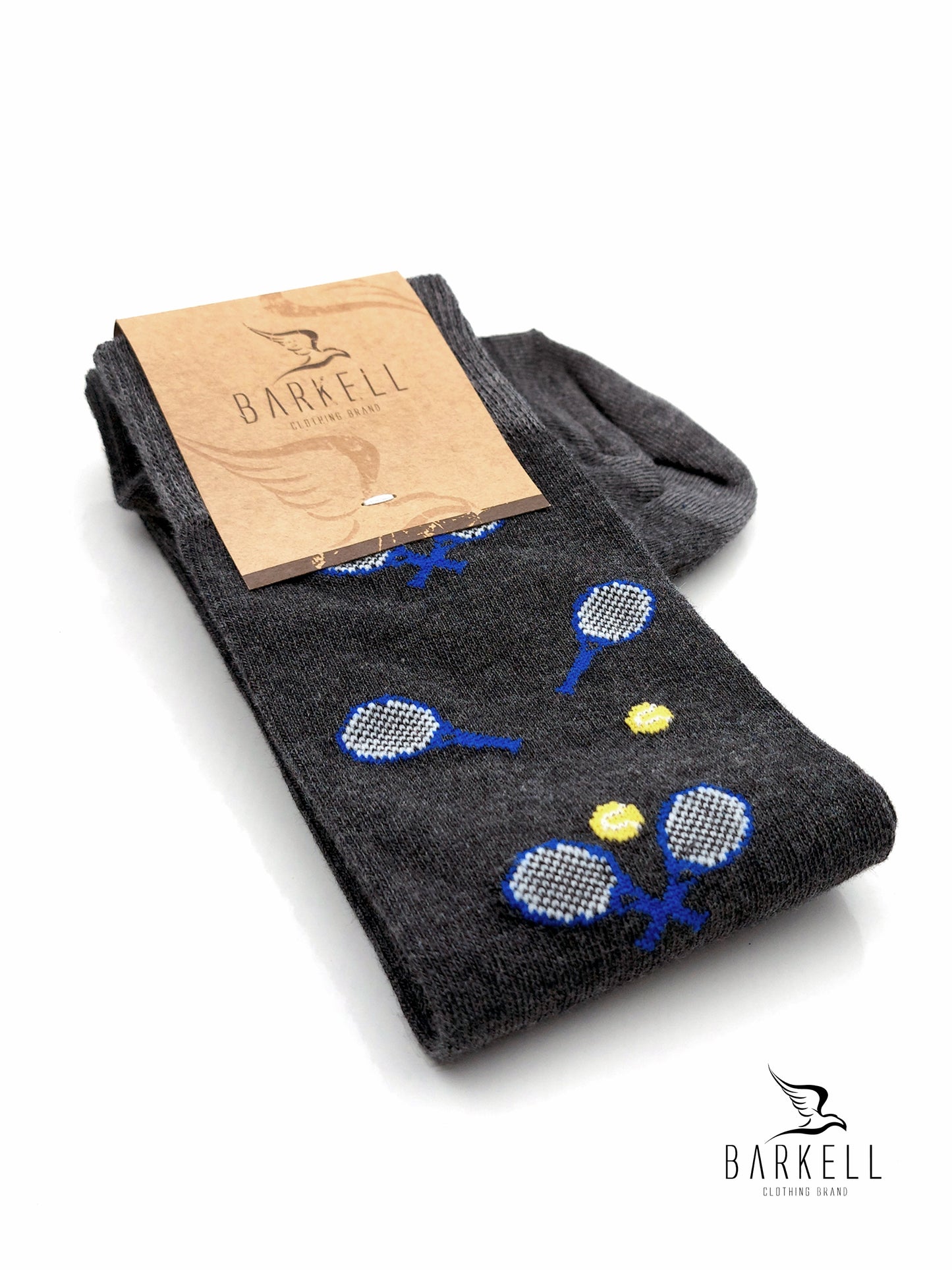 Calza Lunga In Caldo Cotone di Alta Qualità Fondo Grigio Fantasia Tennis