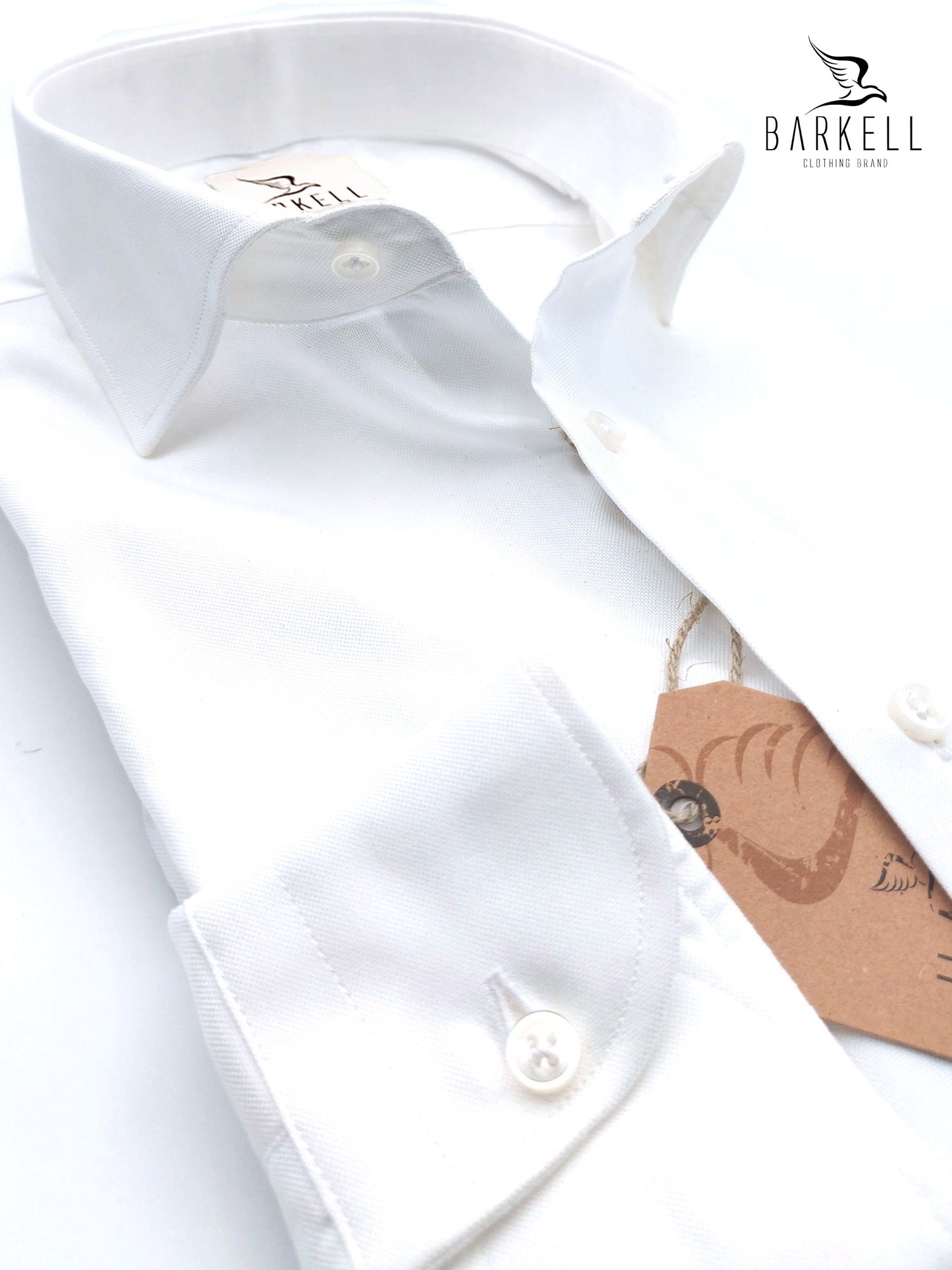 Camicia in Cotone Oxford Bianco Collo Francese