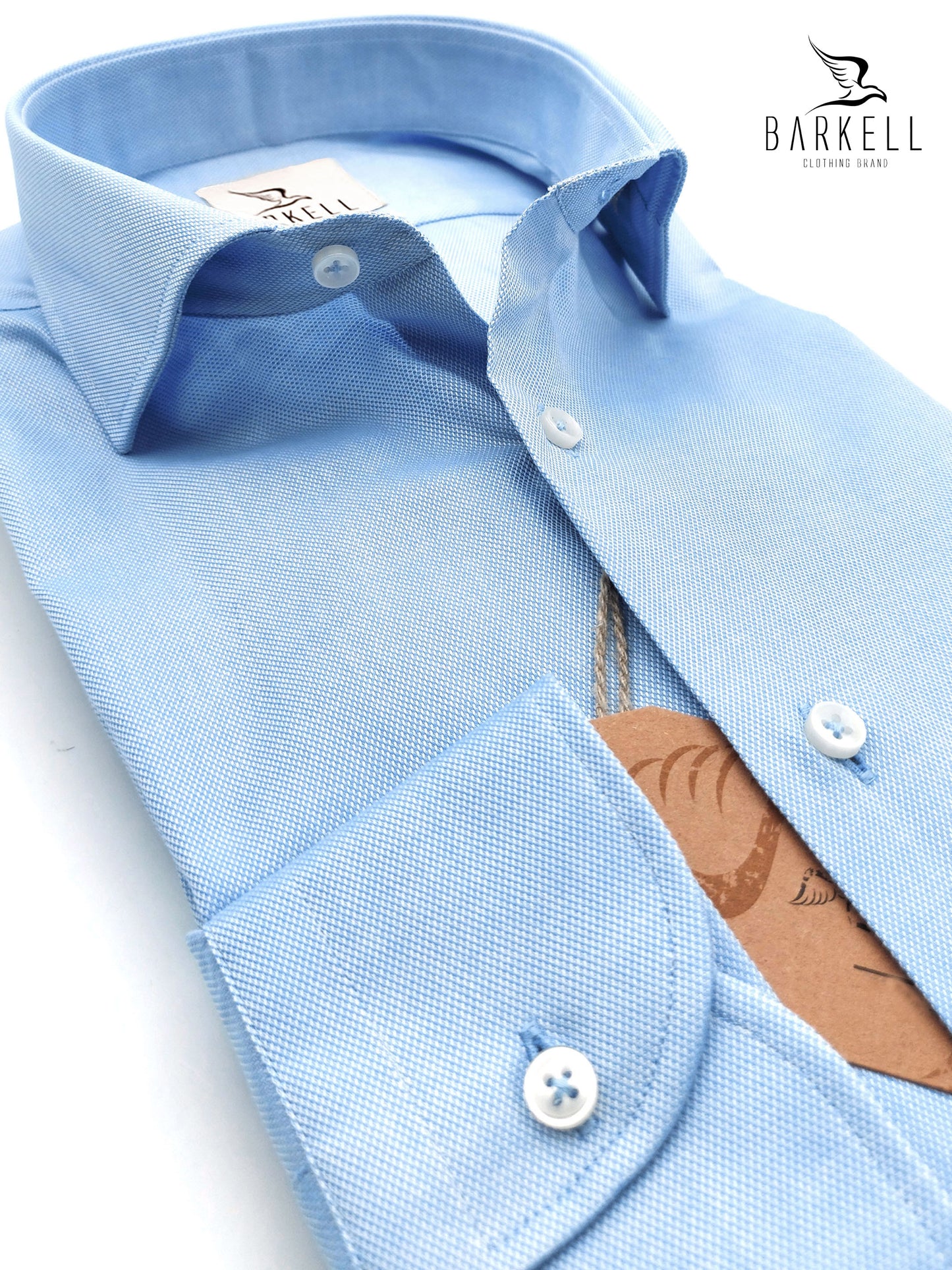 Camicia in Cotone Oxford Celeste Collo Francese