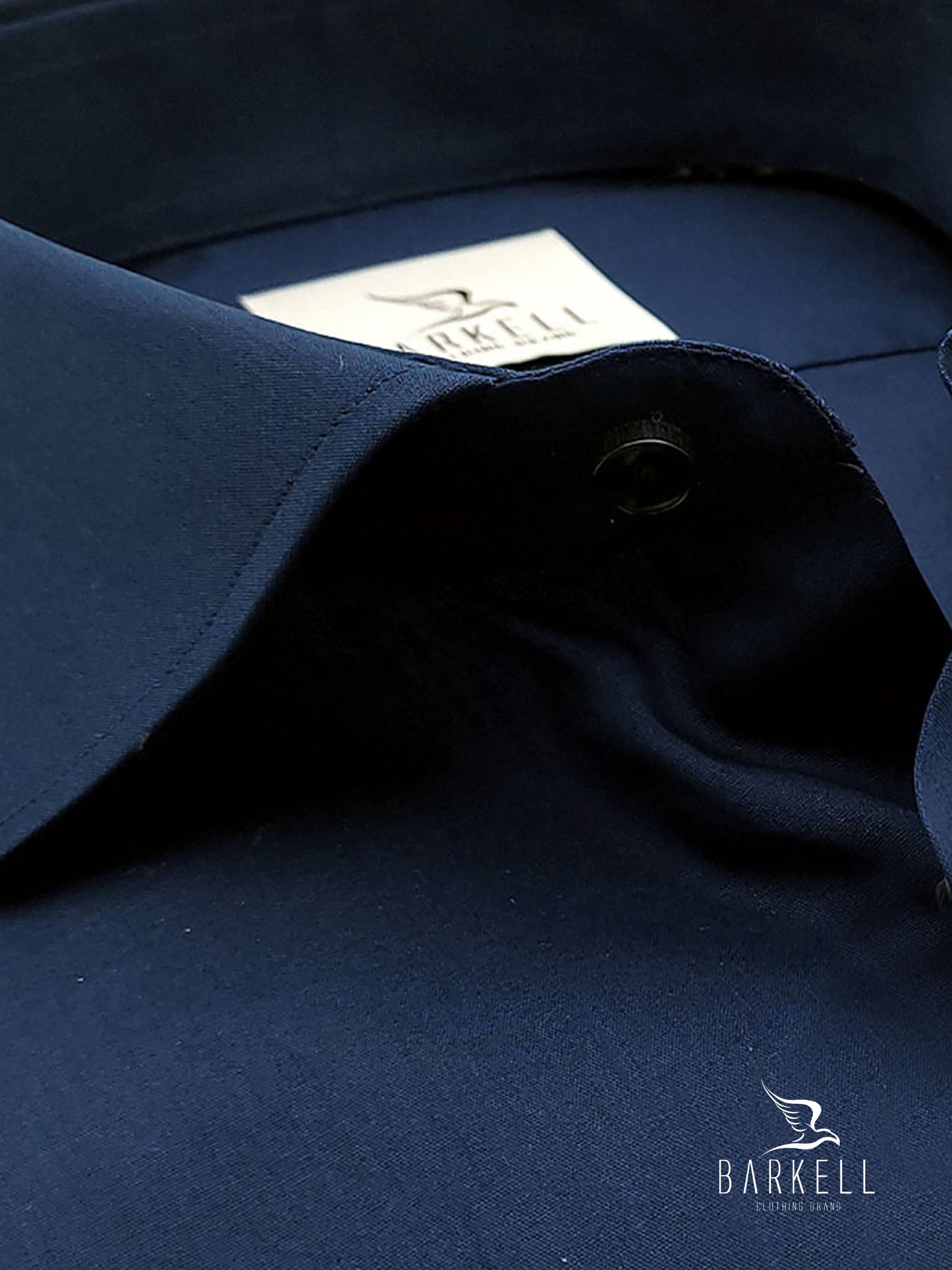 Camicia in Cotone Popeline Blu Collo Francese