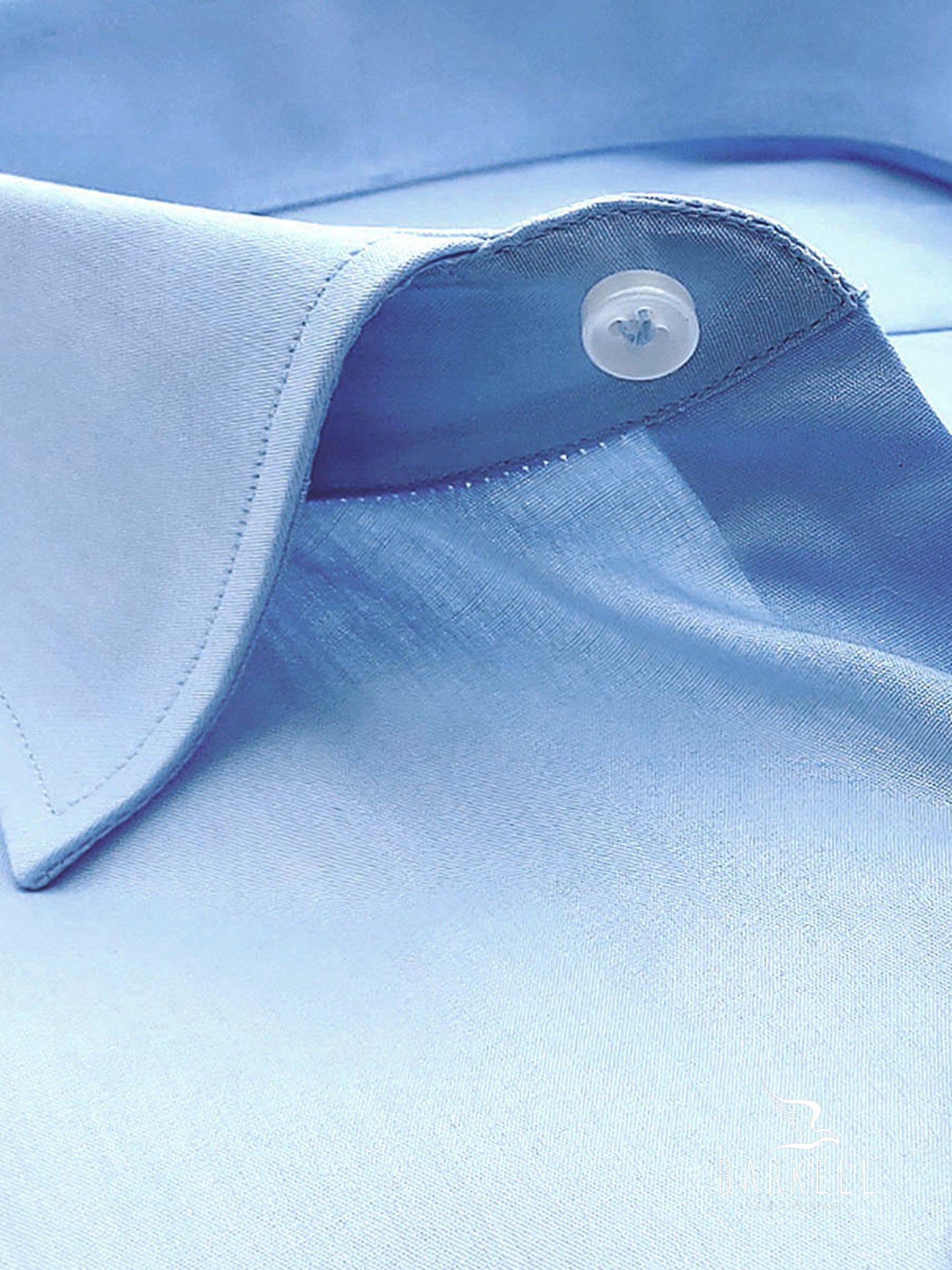Camicia in Cotone No Stiro Zephir Celeste Collo Francese