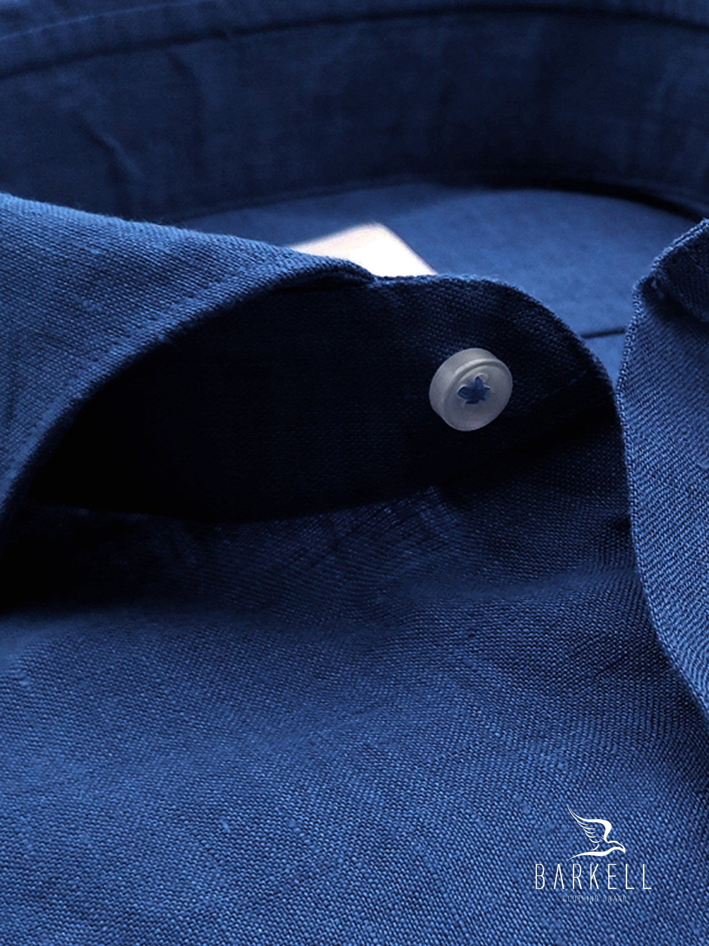 Camicia in Puro Lino Blu Indaco Collo Francese Cutaway