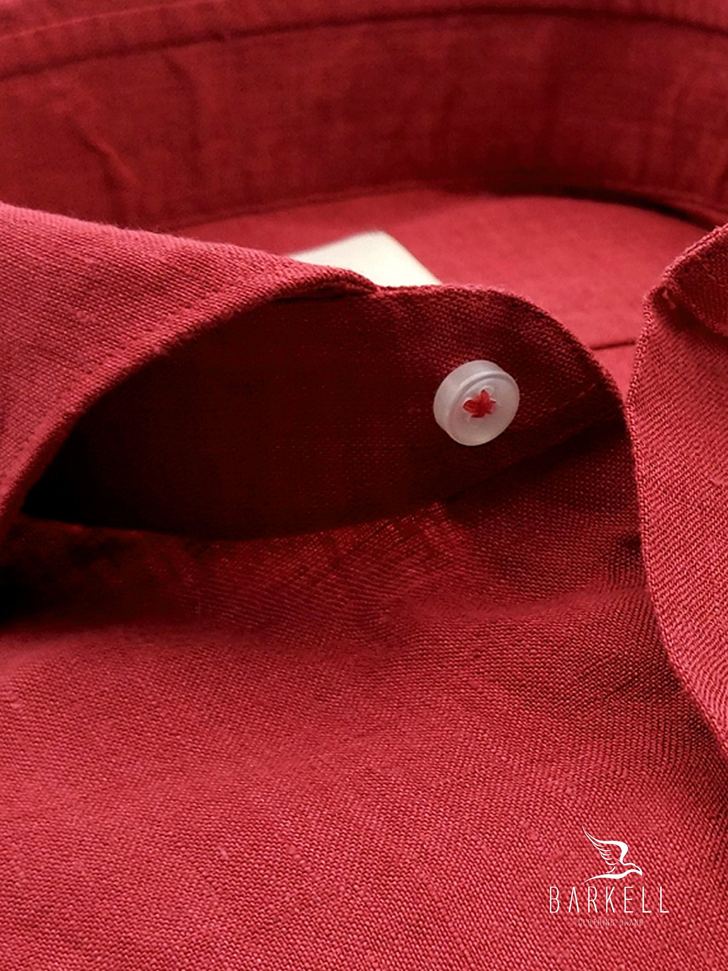 Camicia in Puro Lino Rosso Persia Collo Francese Cutaway