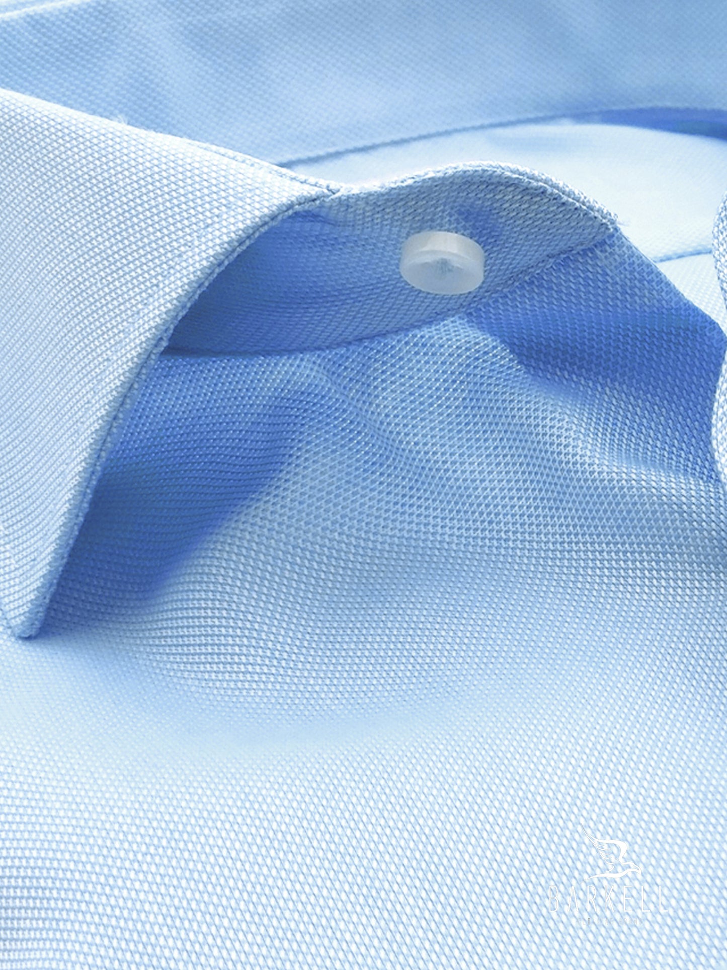 Camicia in Cotone No Stiro Giro Inglese Celeste Collo Francese