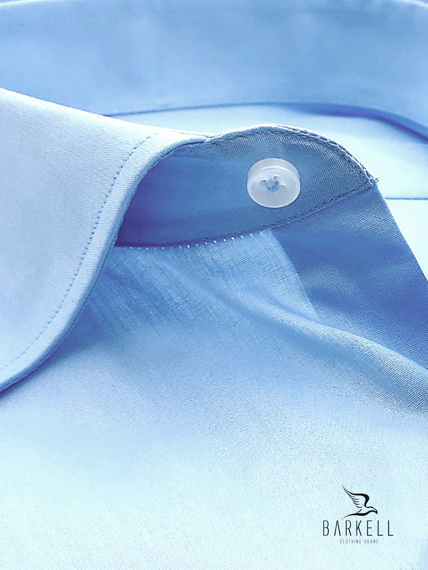 Camicia in Cotone Popeline Celeste Medio Collo Francese