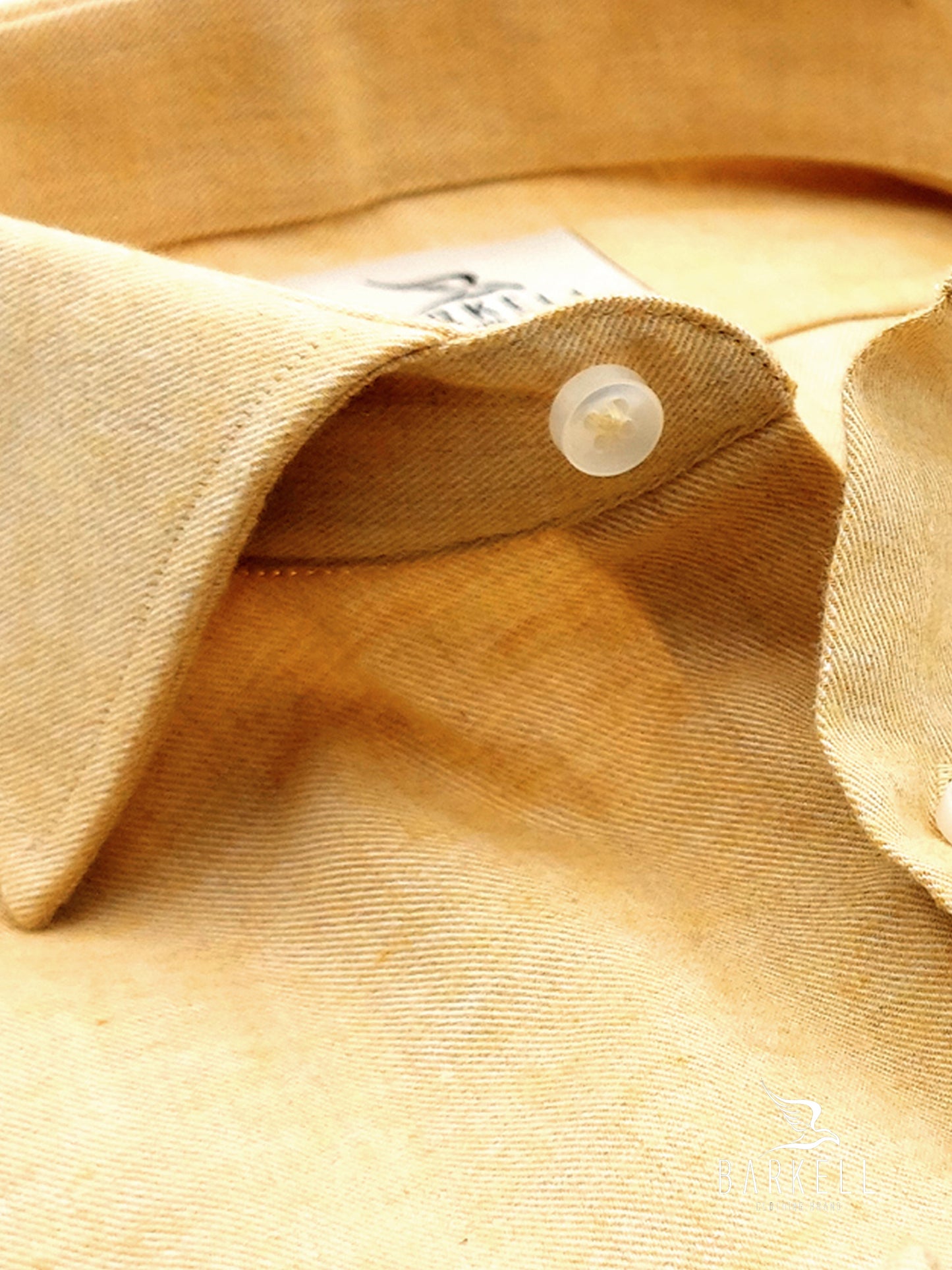 Camicia in Cotone Flanellato Giallo Ocra Collo Francese