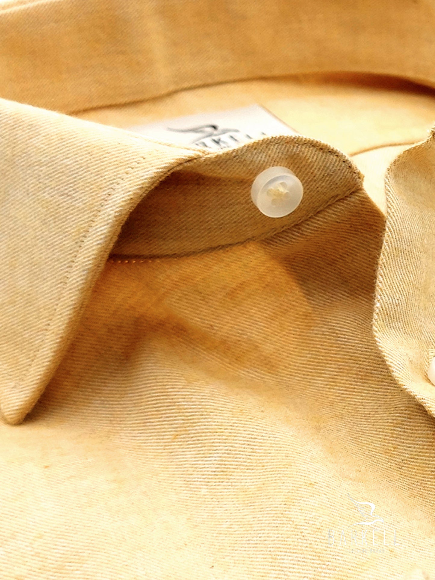 Camicia in Cotone Flanellato Giallo Ocra Collo Francese
