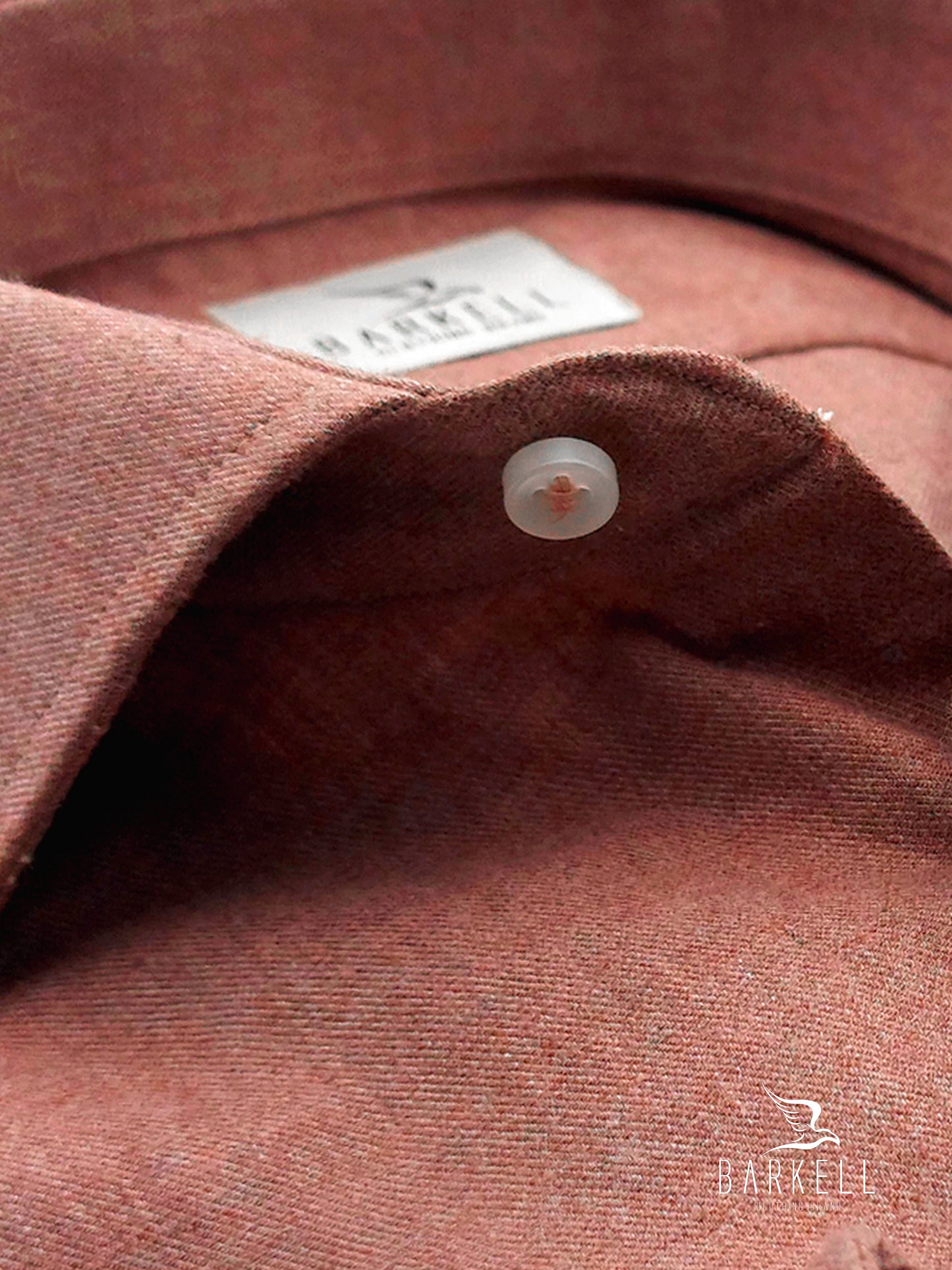 Camicia in Cotone Flanellato Mattone Collo Francese