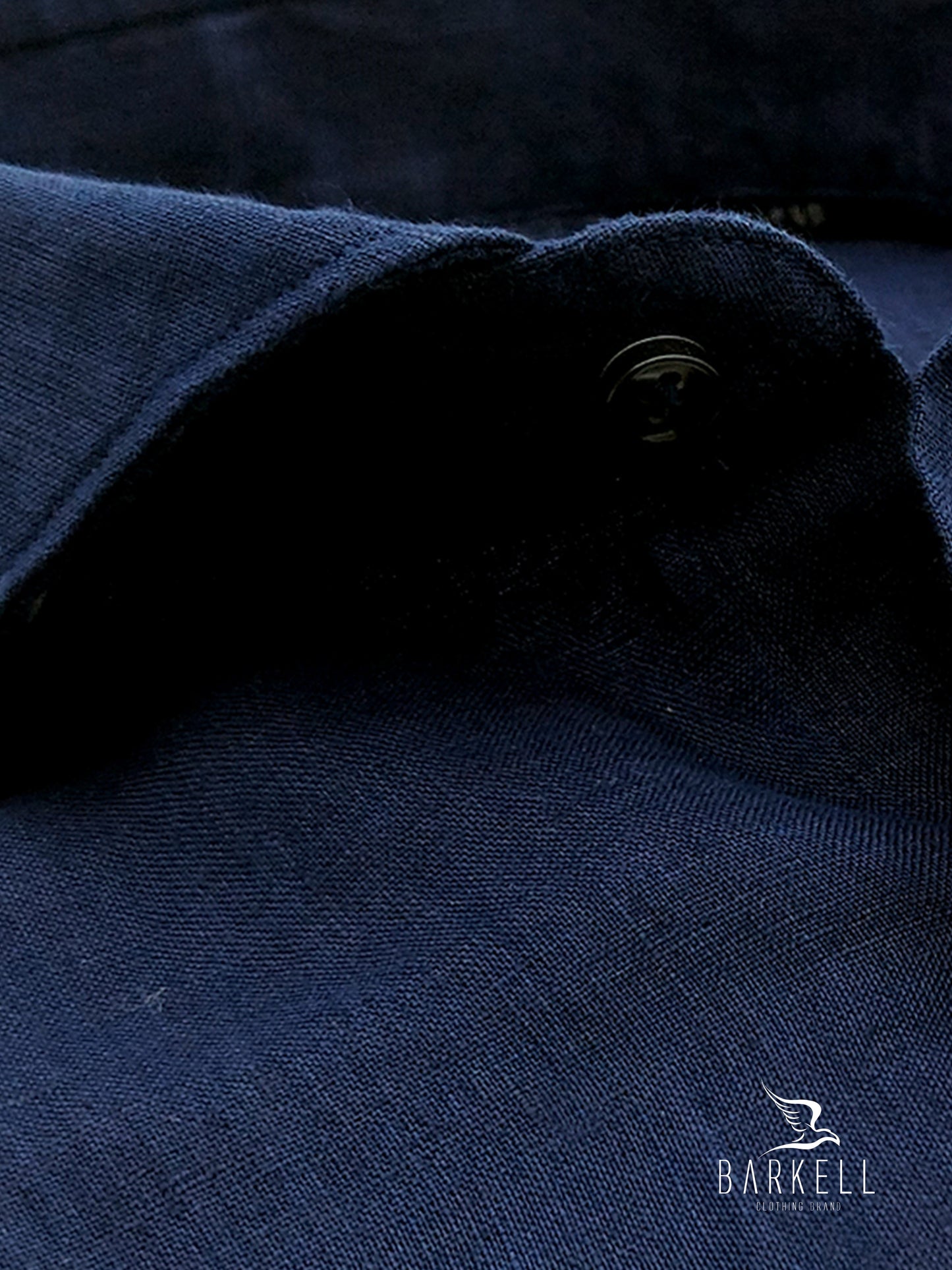 Camicia in Puro Lino Blu Collo Francese Cutaway