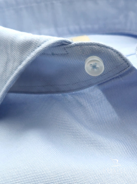 Camicia in Cotone Oxford Celeste Collo Francese Cutaway